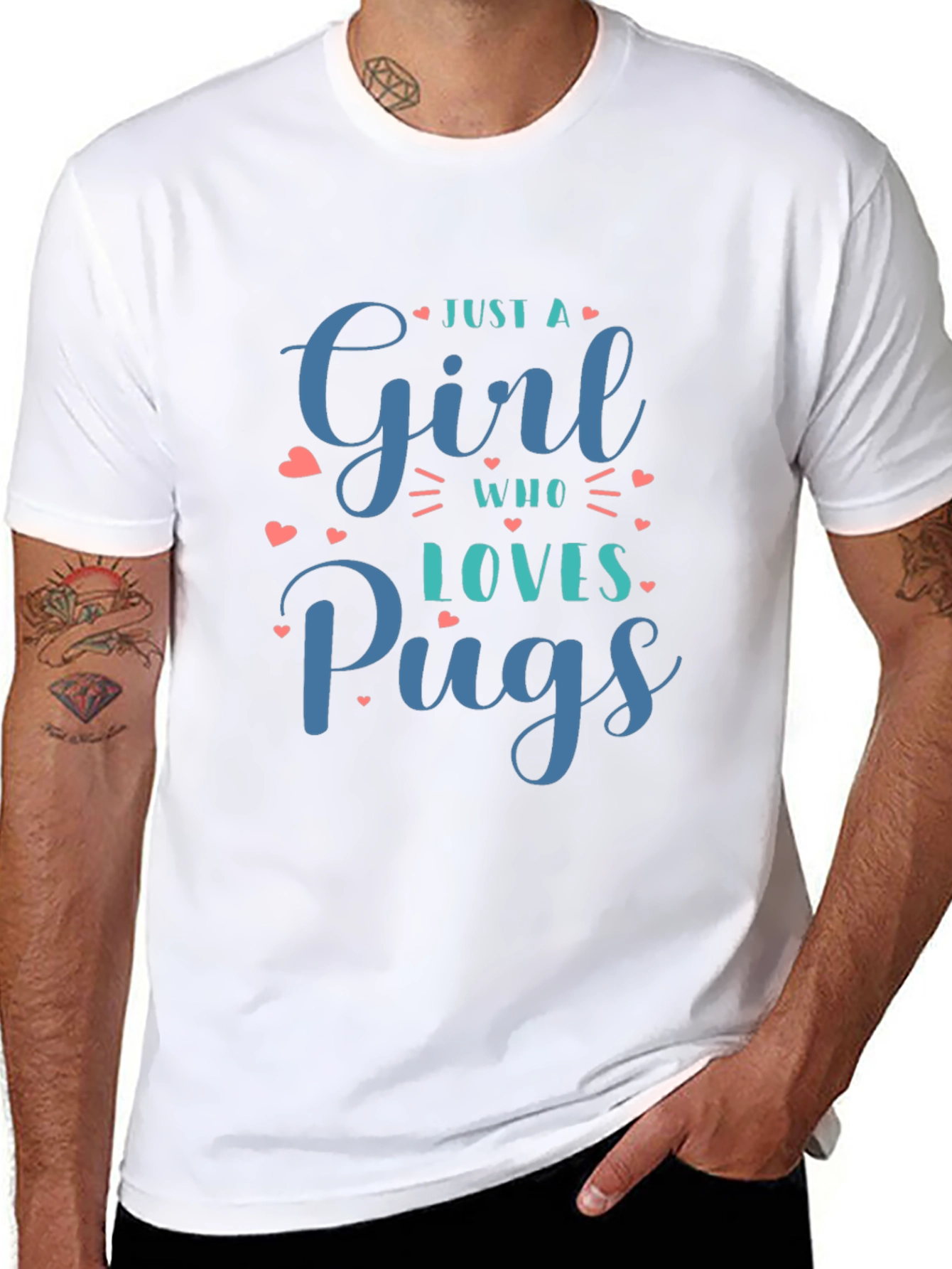 Just A Girl Who Loves Pugs Black T-Shirt