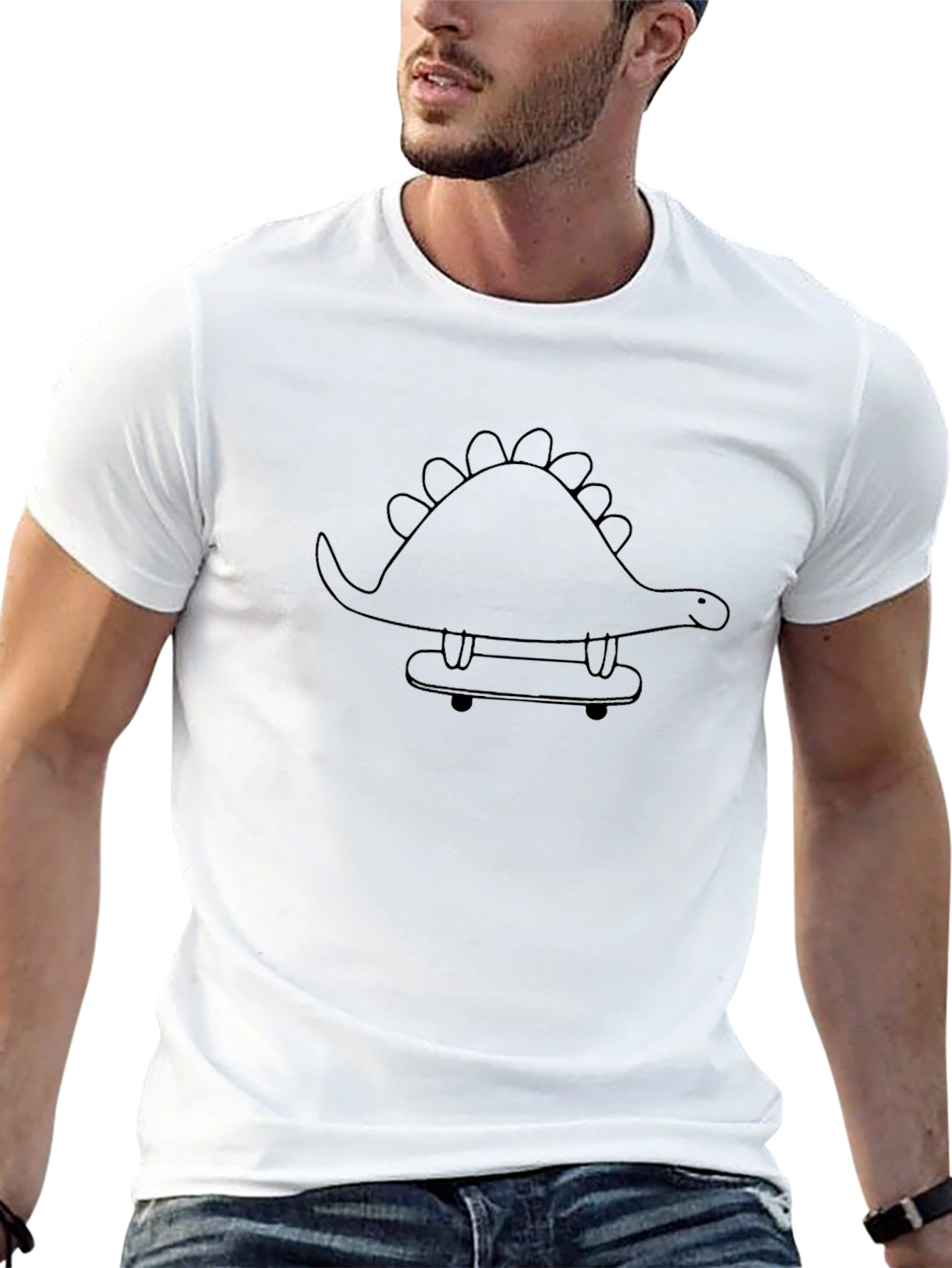 Dino Skateboarder Black T-Shirt