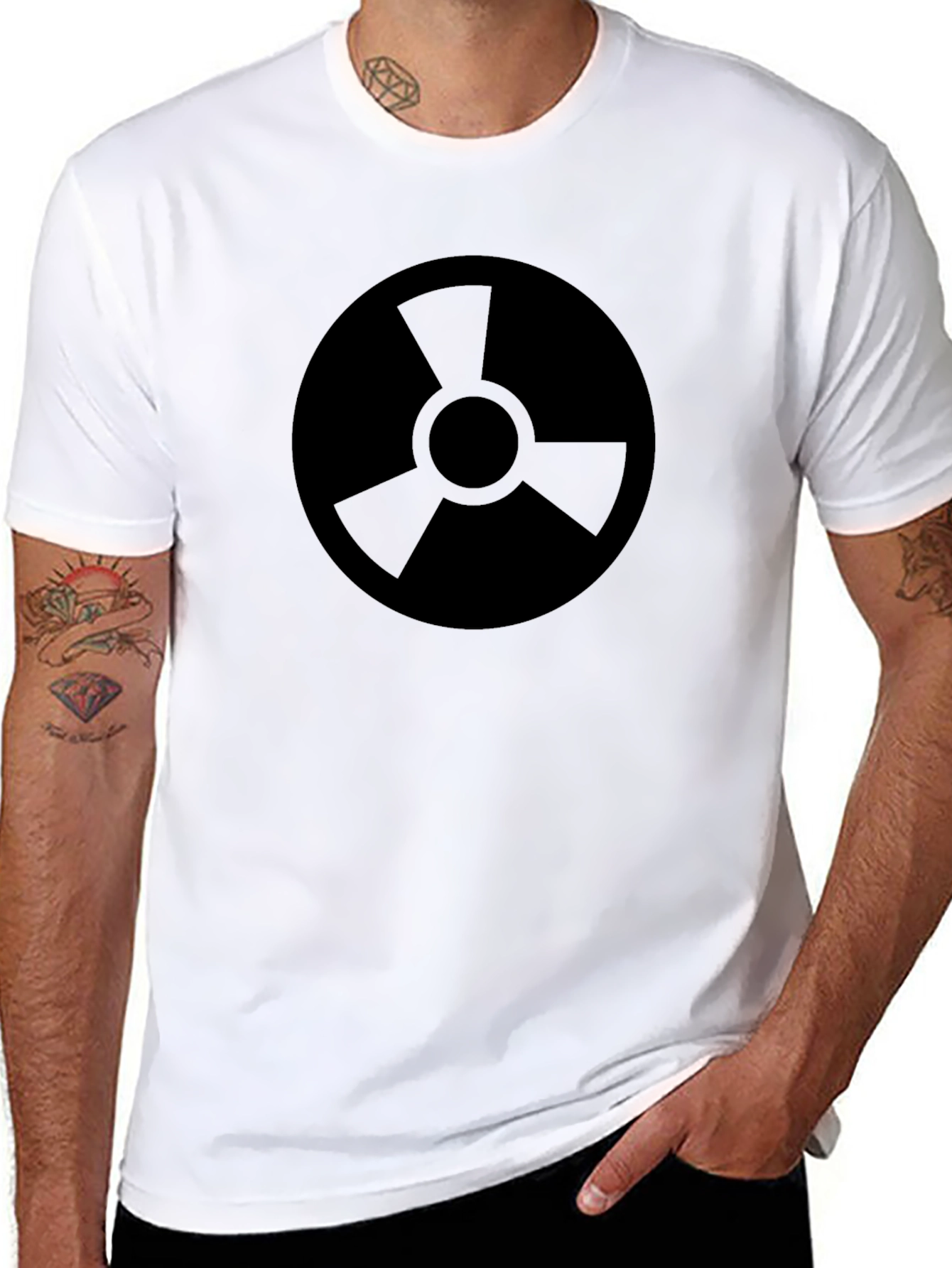 Black Graphic Tee - Round Radiation Symbol