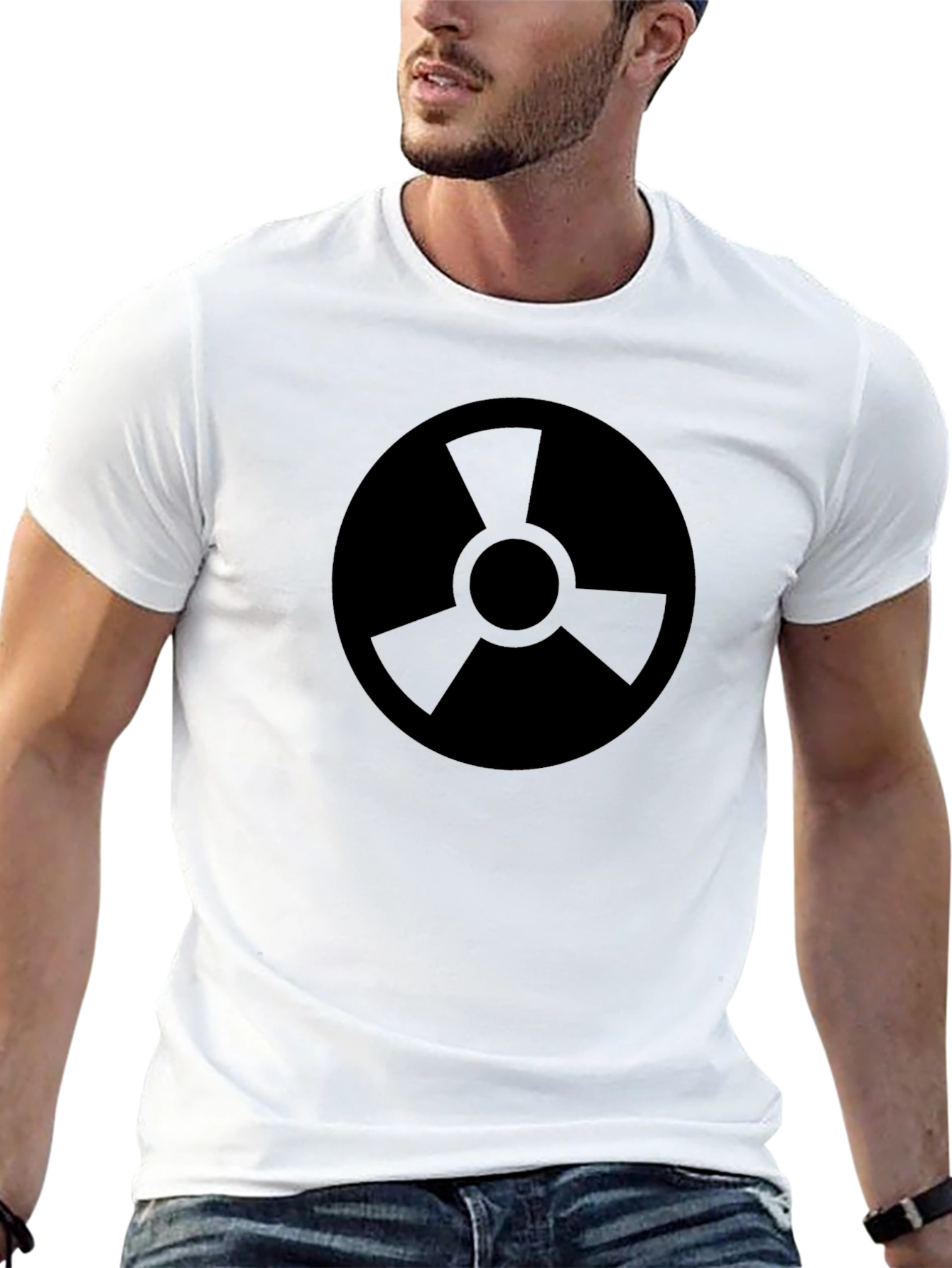 Black Graphic Tee - Round Radiation Symbol