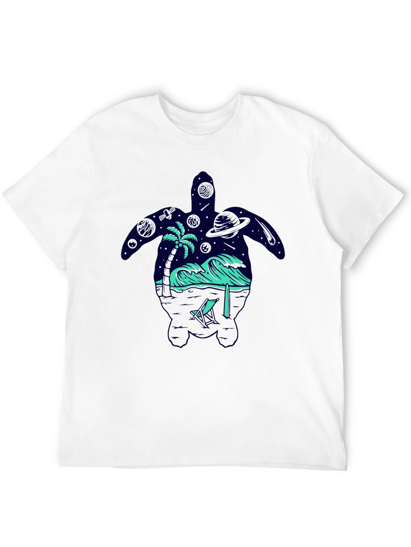 Turtle Galaxy T-Shirt Space Ocean Design Black Tee
