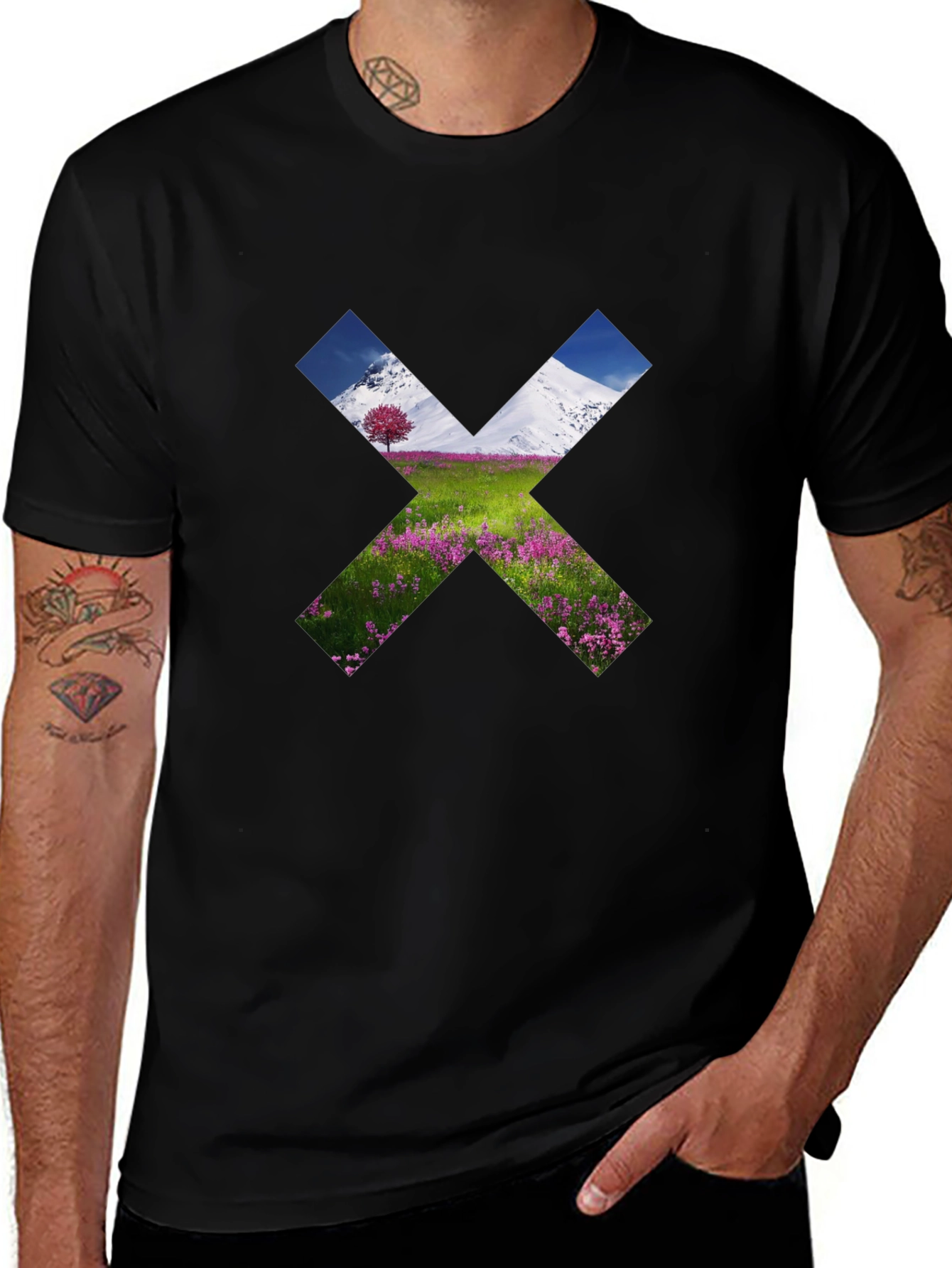 Nature X Graphic T-Shirt - Black