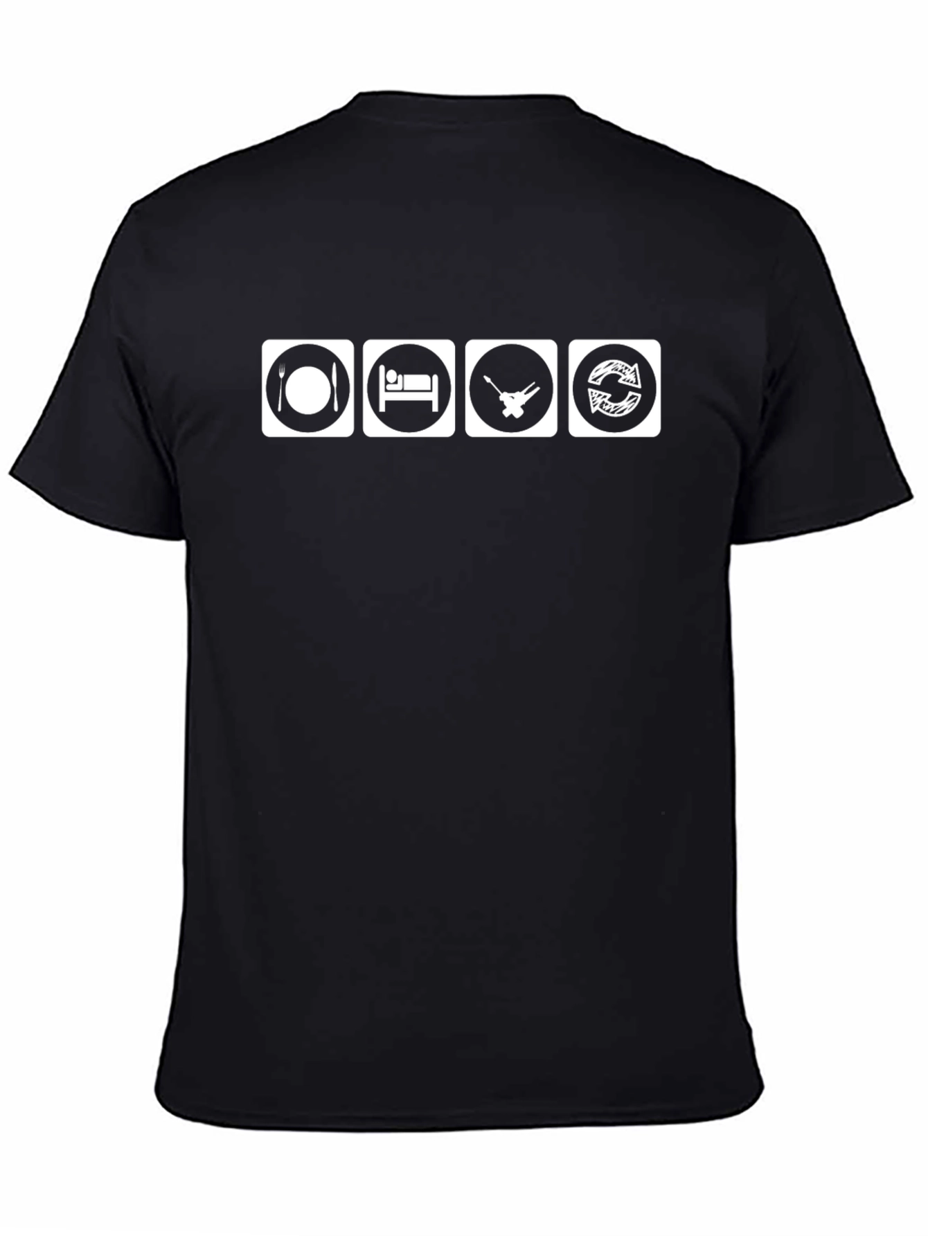 Eat Sleep Guitar Repeat Black T-Shirt