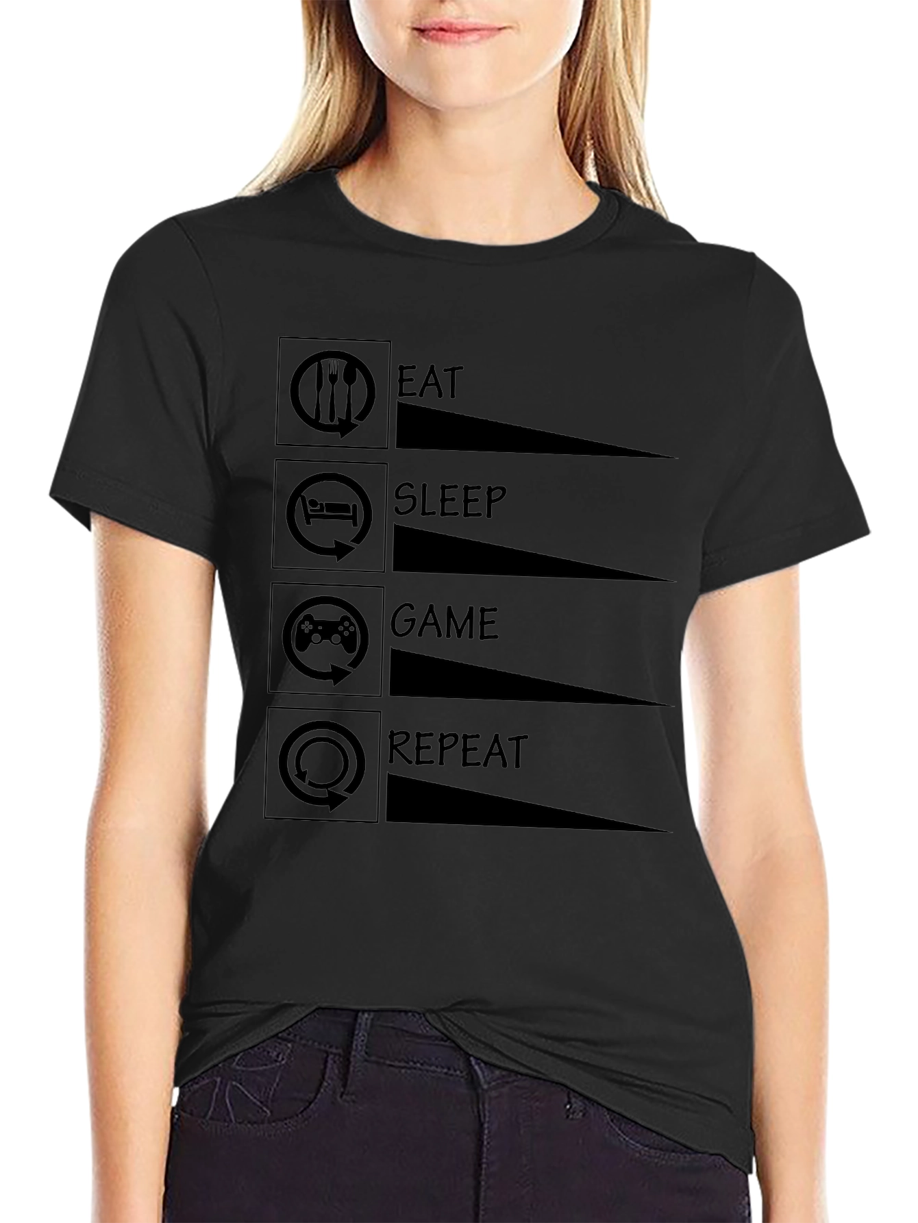 Eat Sleep Game Repeat T-Shirt - Gamer Life Tee