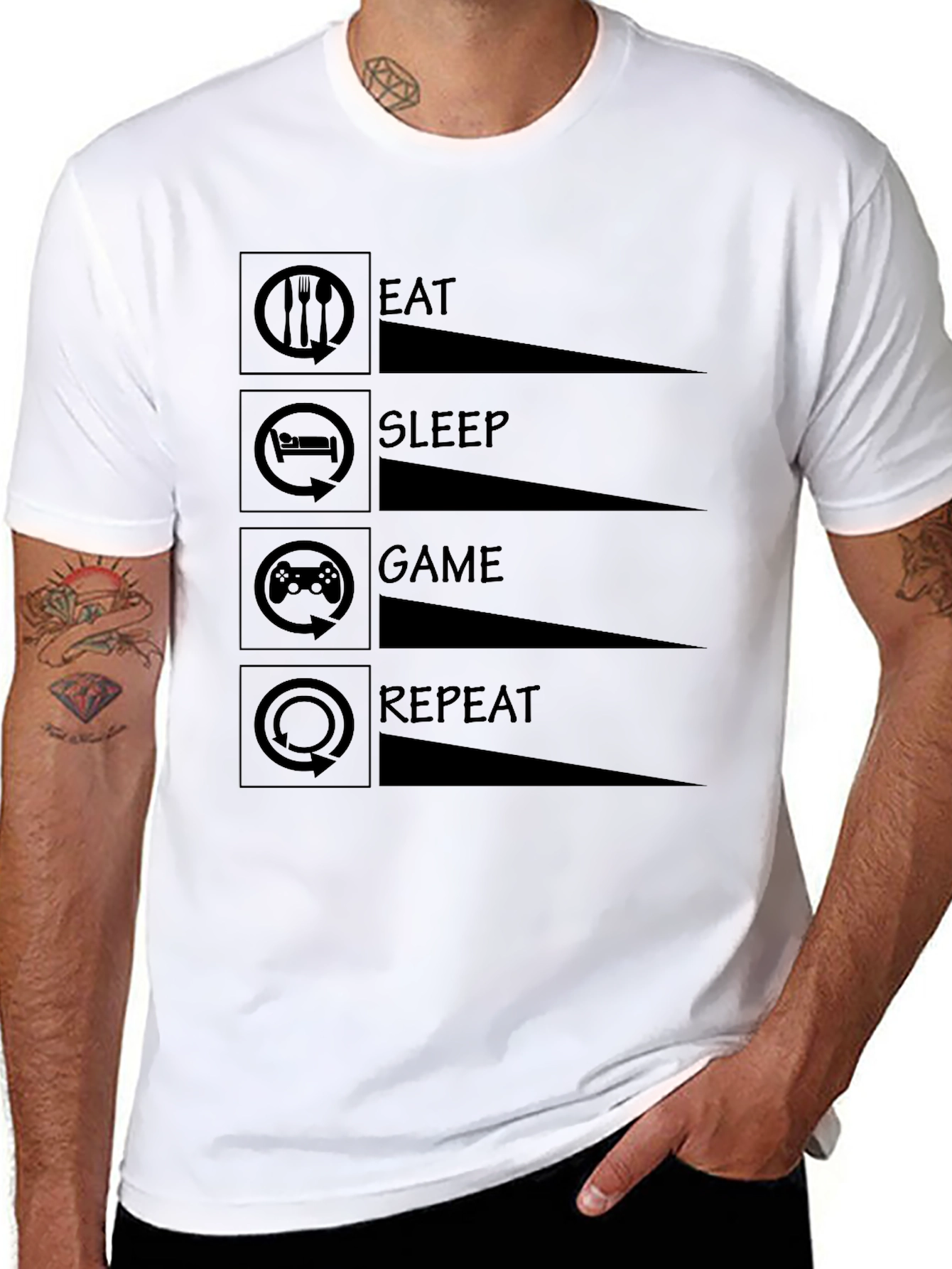 Eat Sleep Game Repeat T-Shirt - Gamer Life Tee