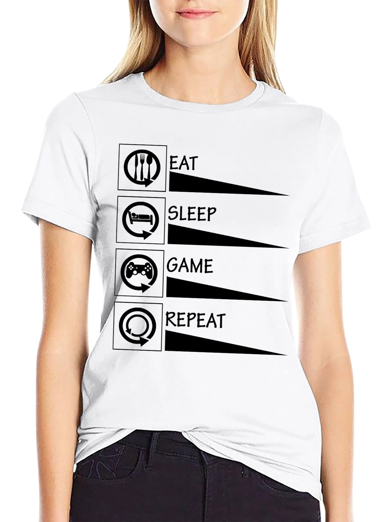 Eat Sleep Game Repeat T-Shirt - Gamer Life Tee