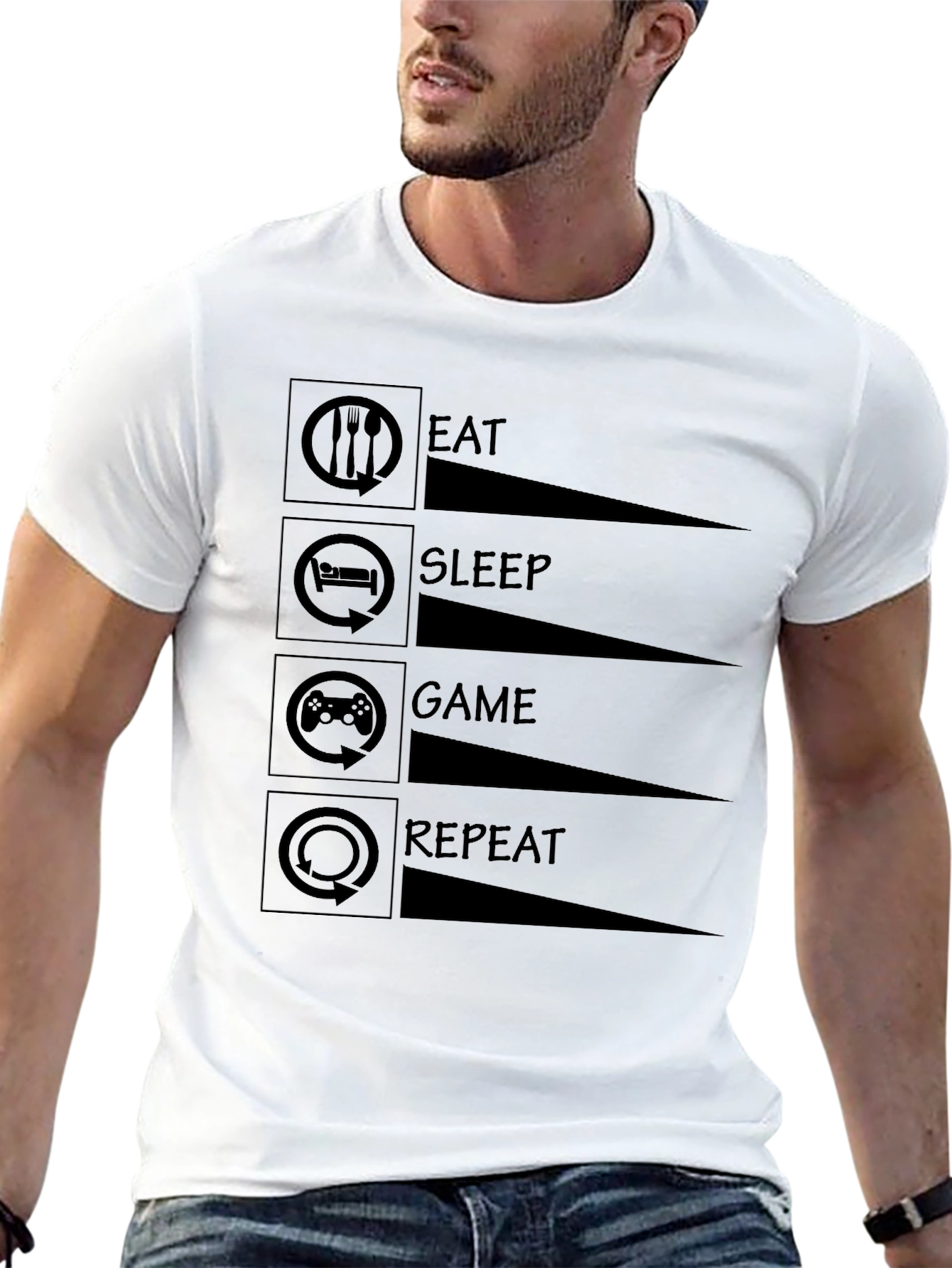 Eat Sleep Game Repeat T-Shirt - Gamer Life Tee