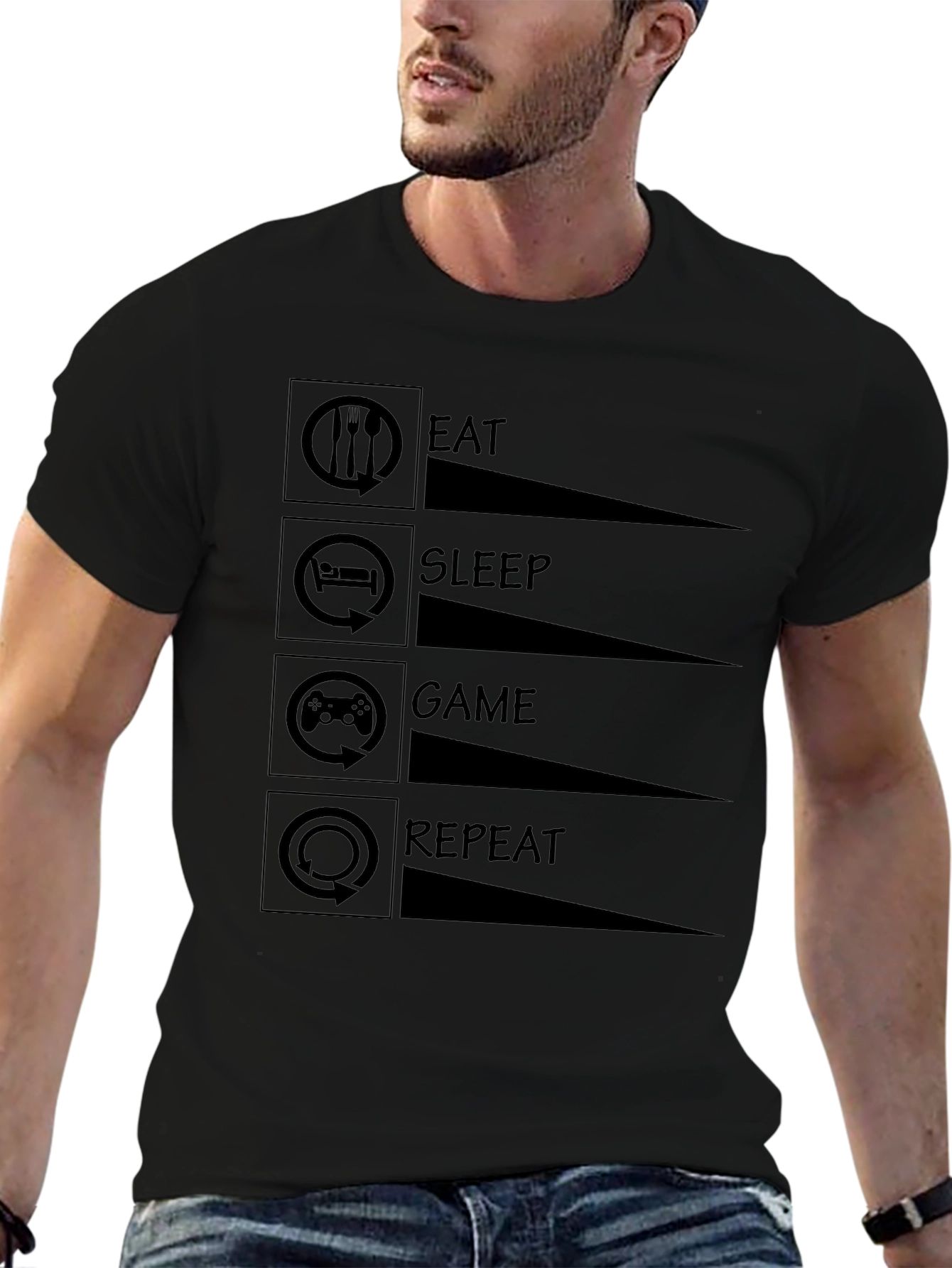 Eat Sleep Game Repeat T-Shirt - Gamer Life Tee
