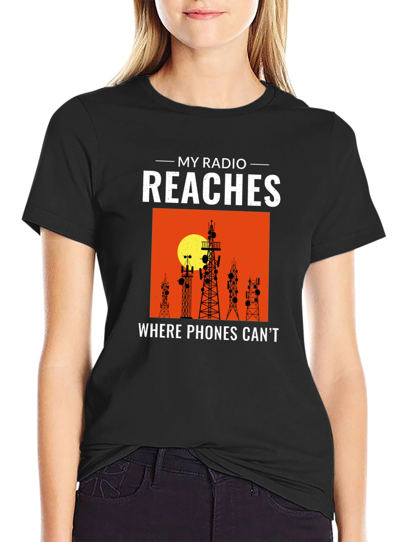 My Radio Reaches T-Shirt Ham Radio Operator Gift