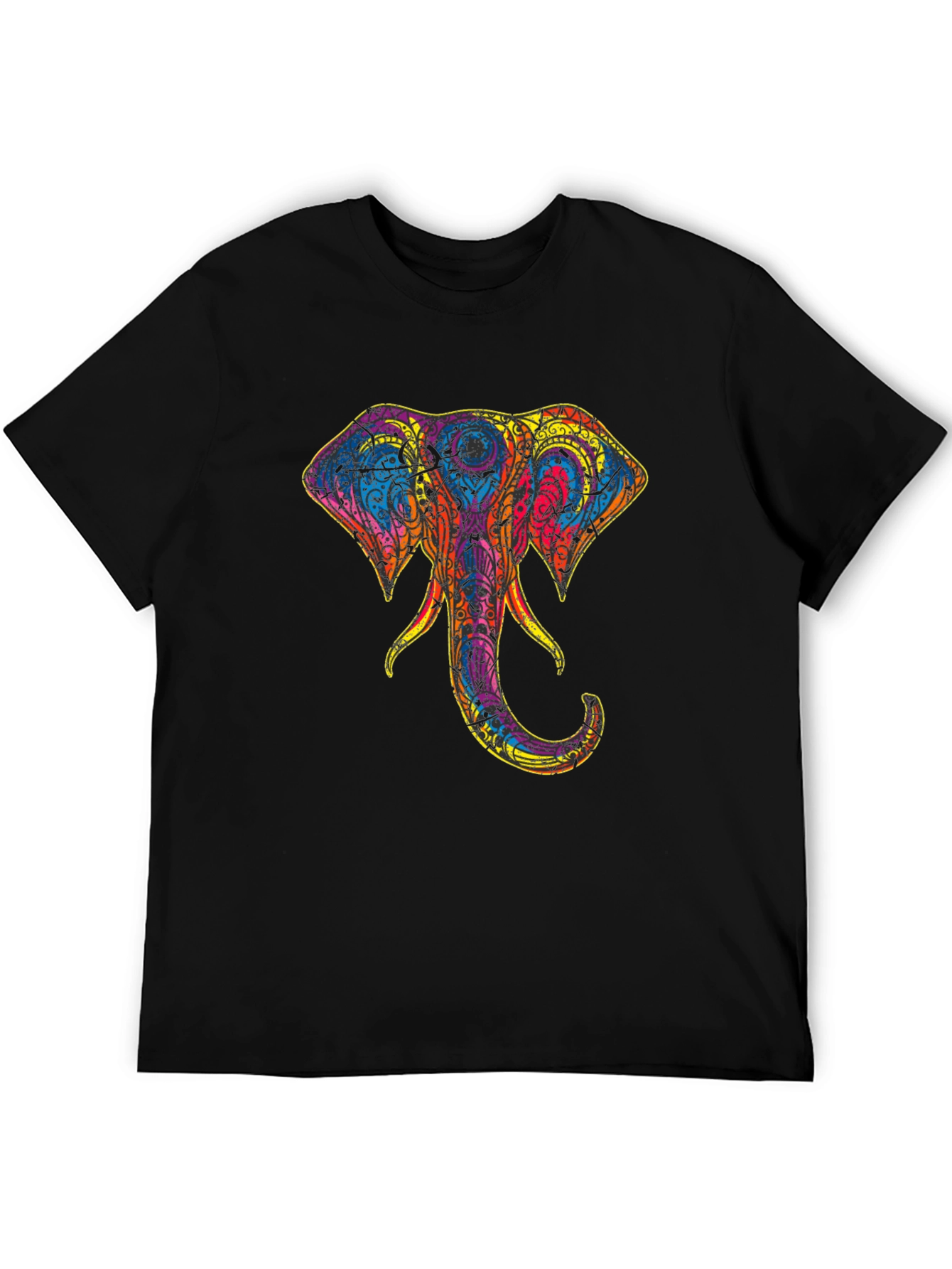 Elephant Head Graphic Print Tee - Stylish Black T-Shirt