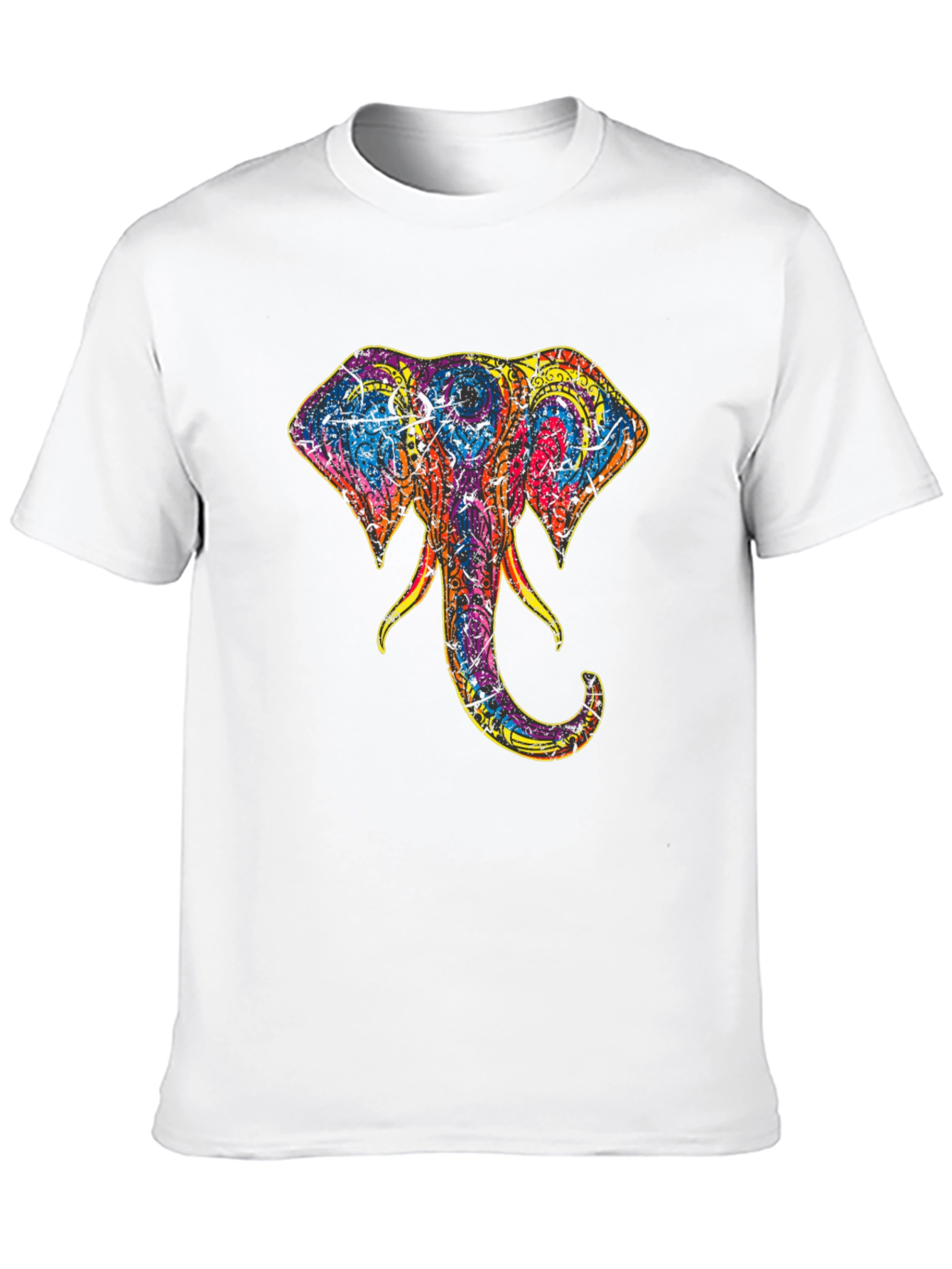 Elephant Head Graphic Print Tee - Stylish Black T-Shirt