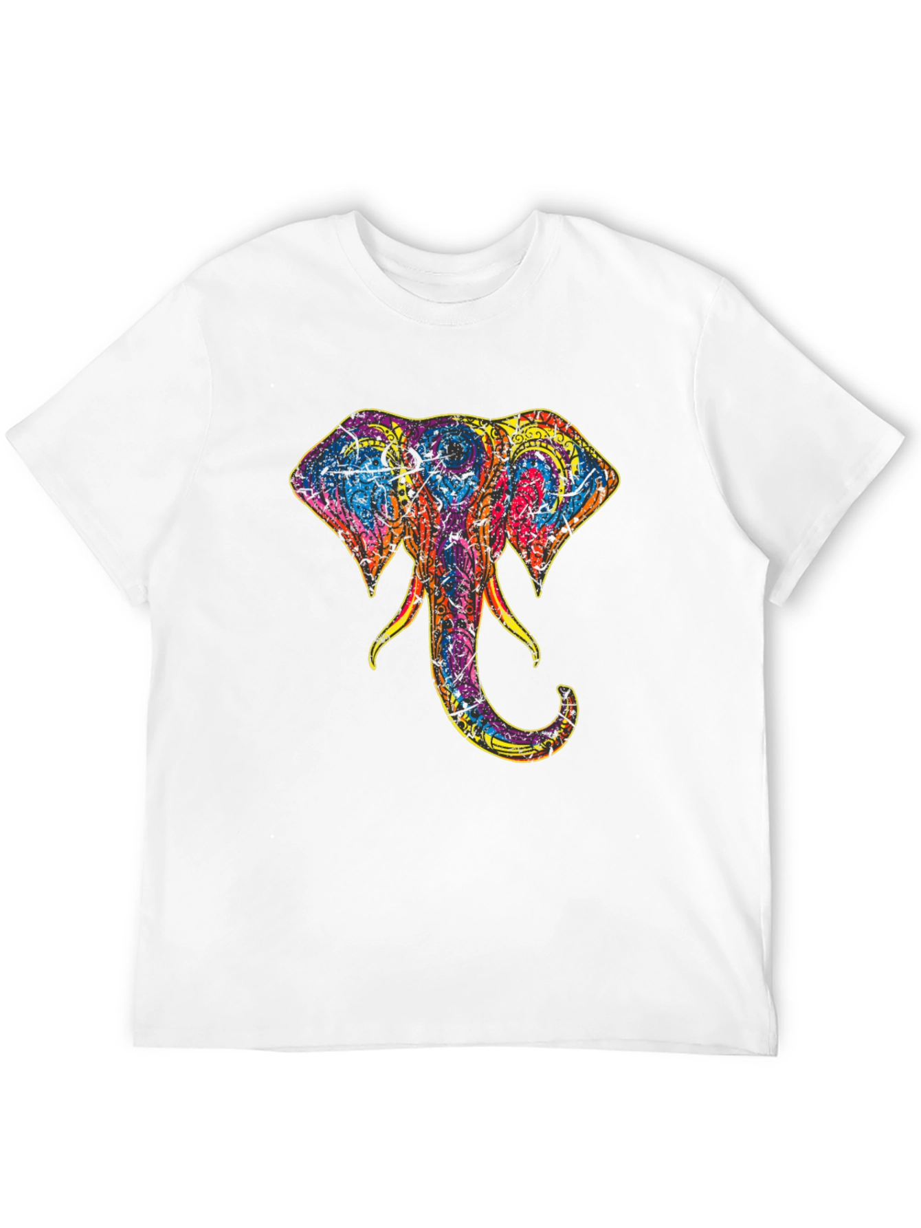 Elephant Head Graphic Print Tee - Stylish Black T-Shirt