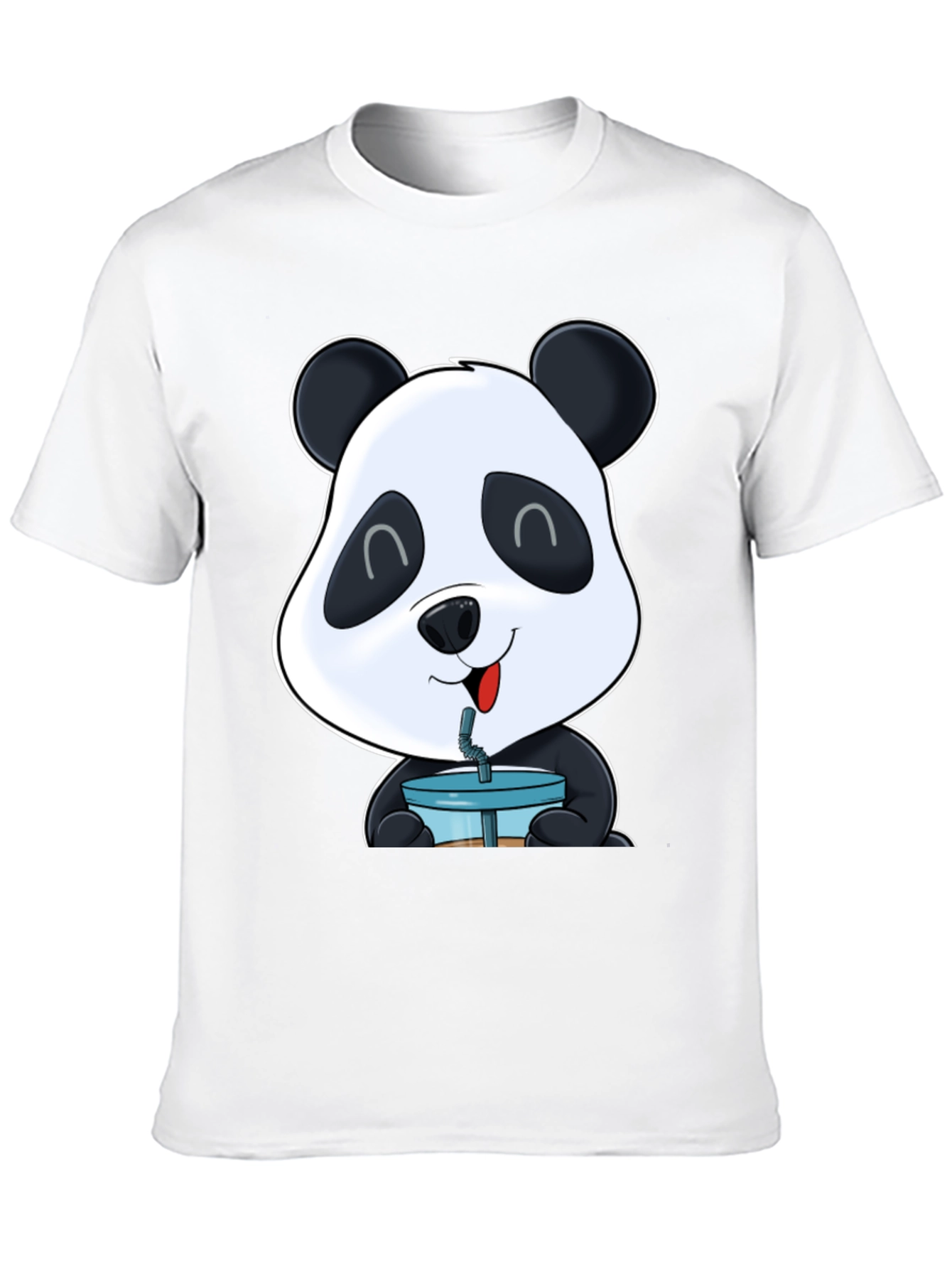 Cute Panda Boba T-Shirt - Casual Black Tee