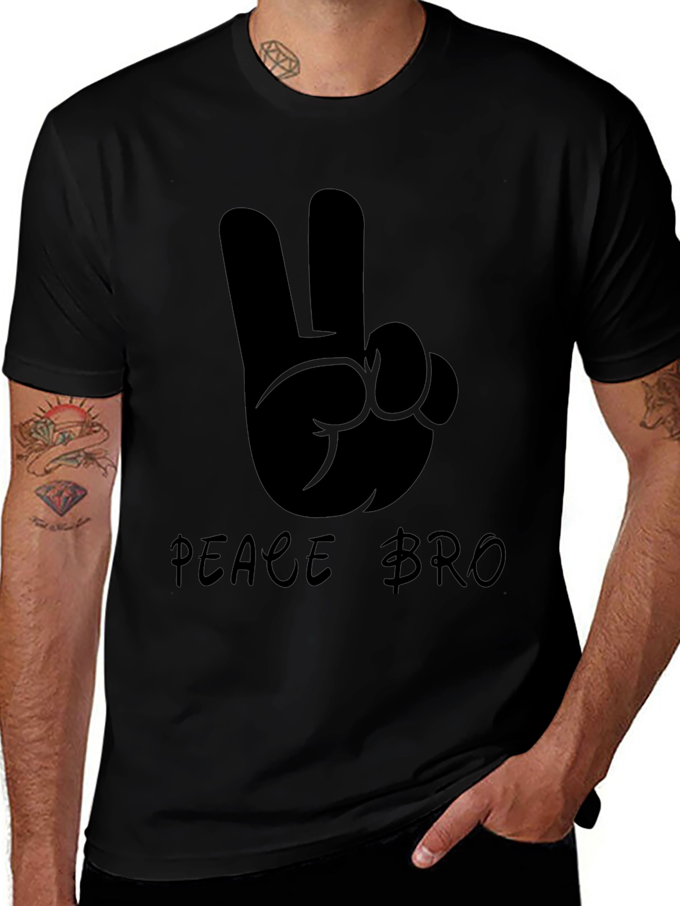 Peace Bro Graphic T-Shirt - Black