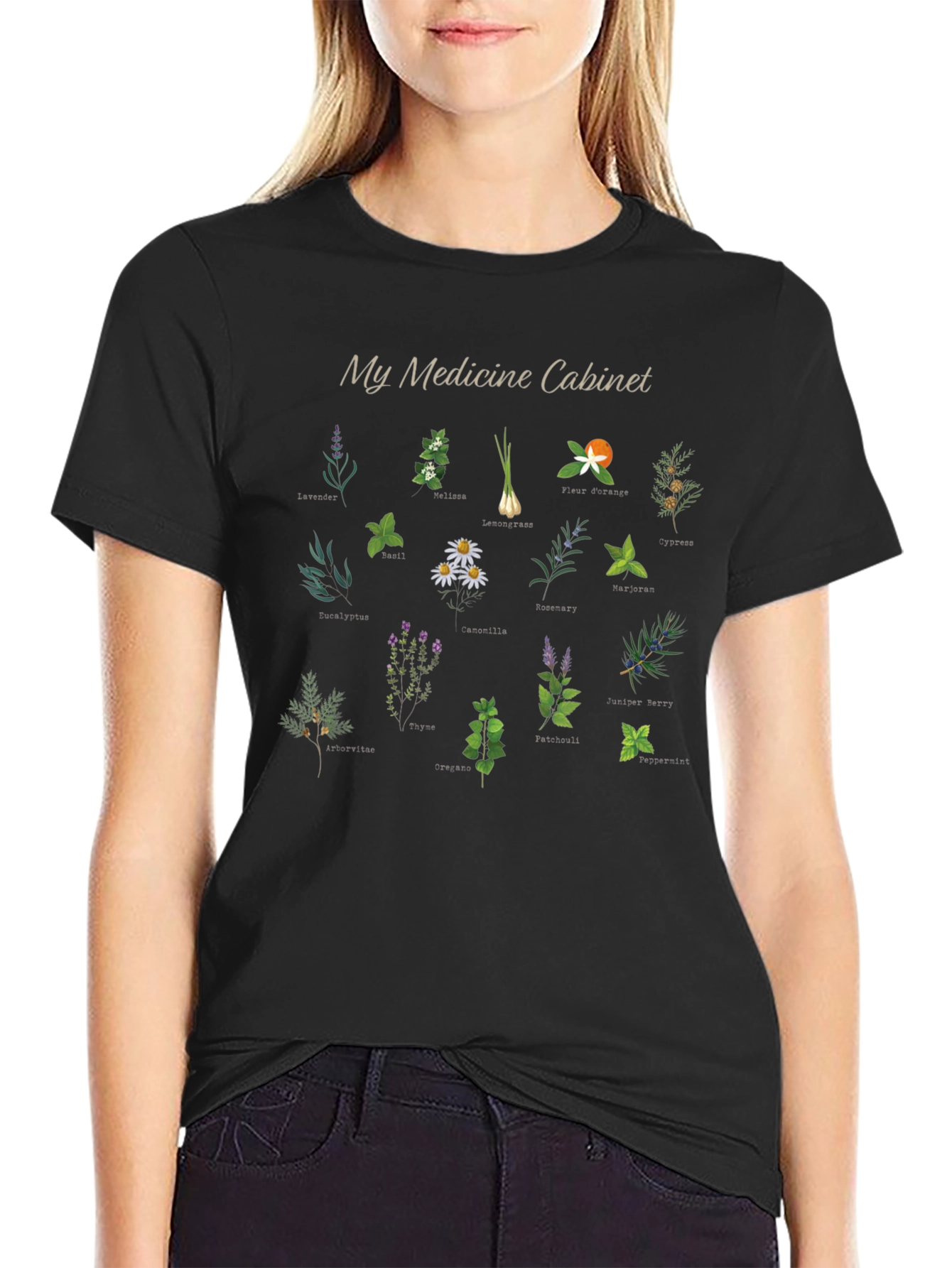 Herbal Medicine Cabinet Black Graphic T-Shirt