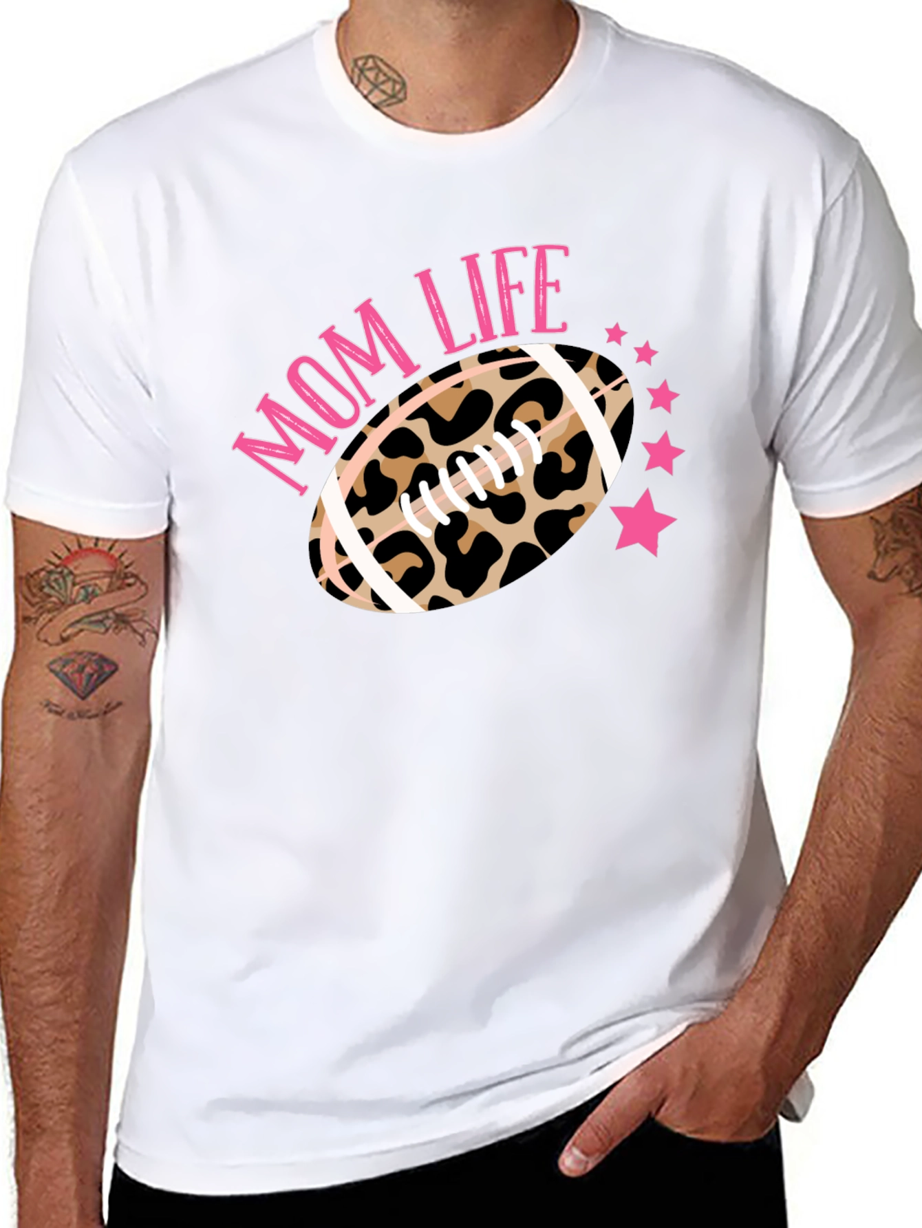 Mom Life Leopard Football T-Shirt