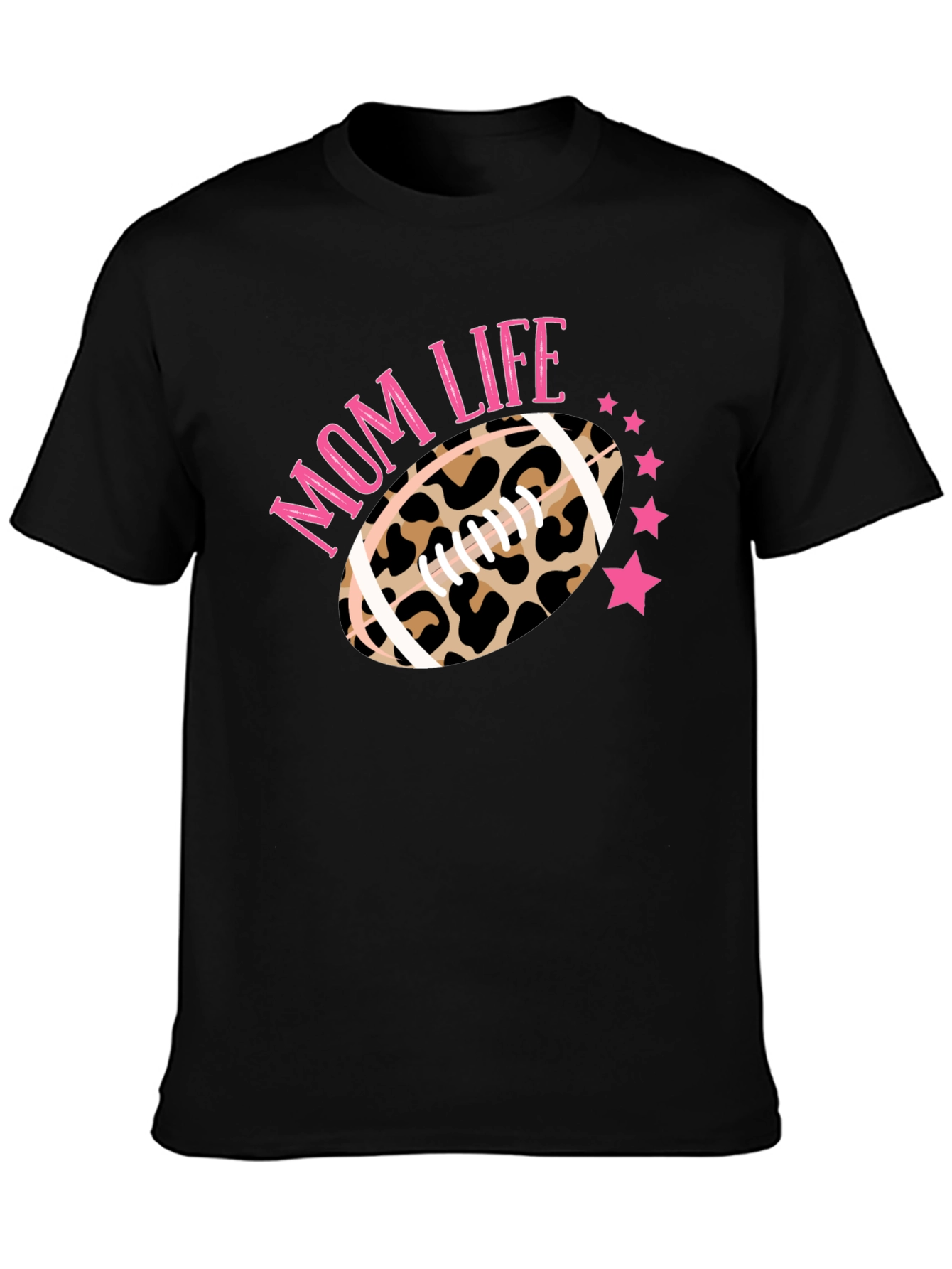 Mom Life Leopard Football T-Shirt