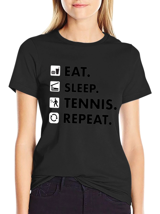 Eat Sleep Tennis Repeat Black T-Shirt