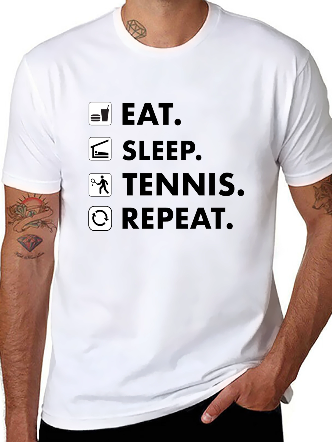 Eat Sleep Tennis Repeat Black T-Shirt