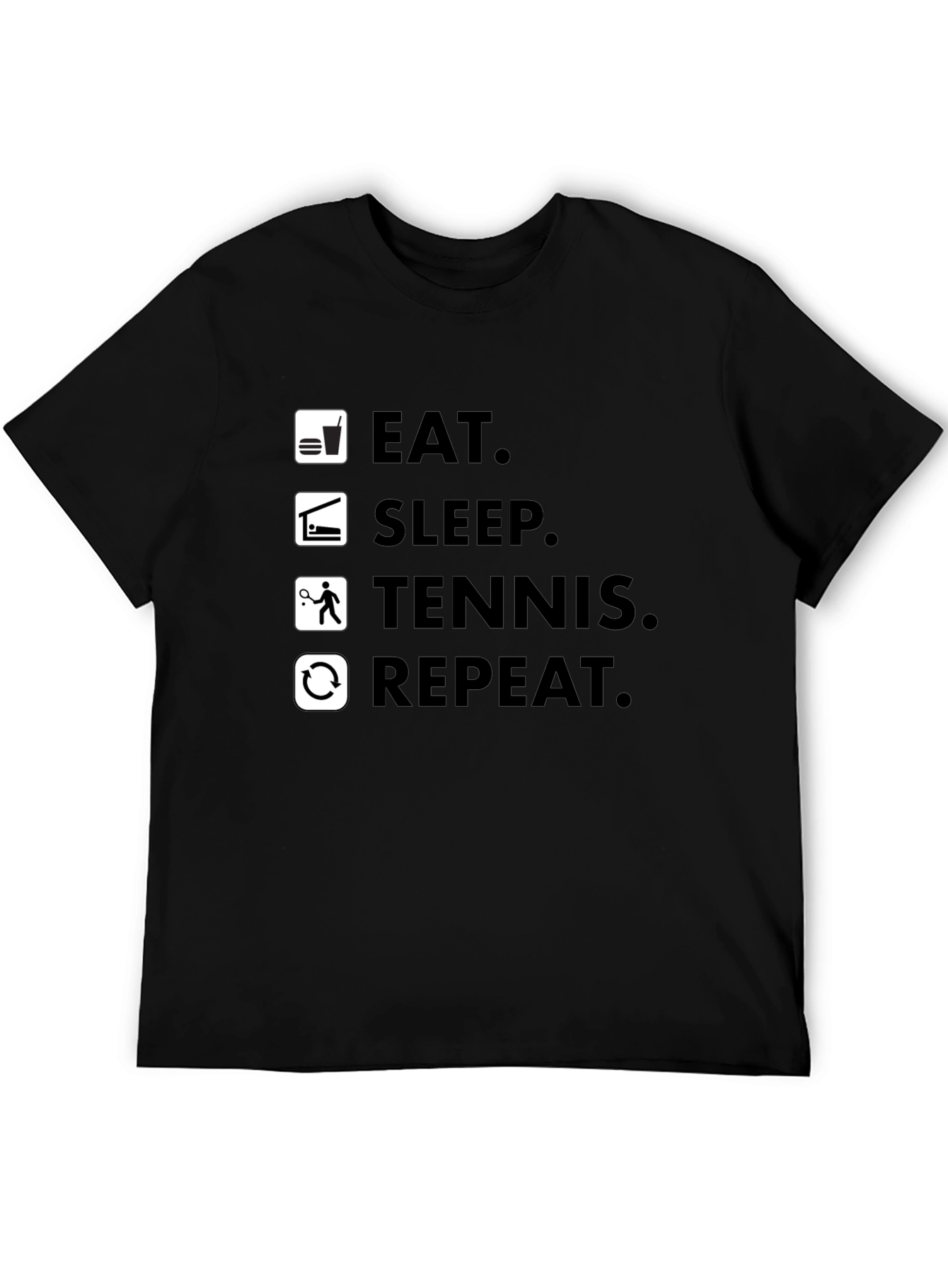 Eat Sleep Tennis Repeat Black T-Shirt