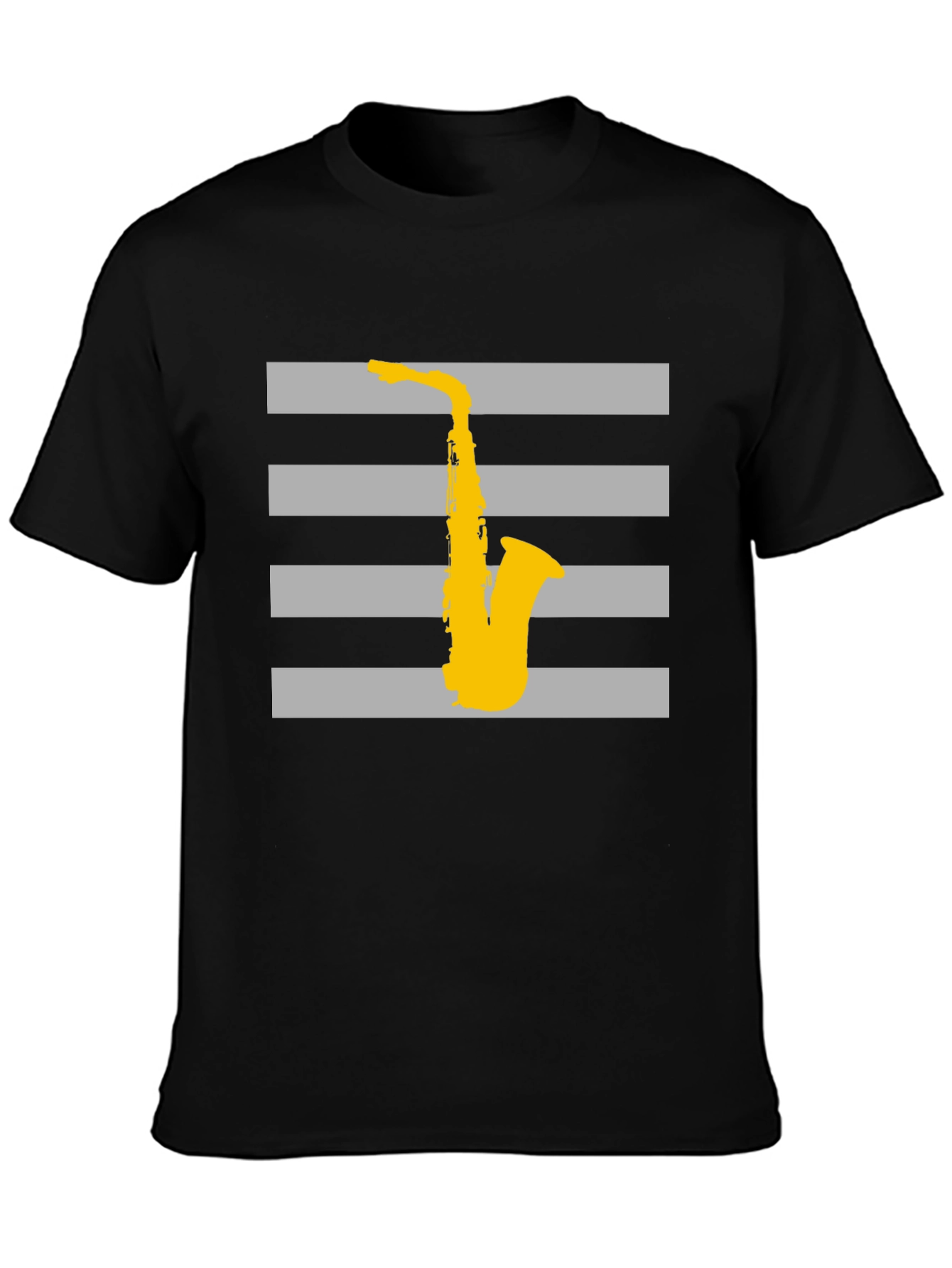 Striped Saxophone Graphic T-Shirt - Cool Music Lover Tee