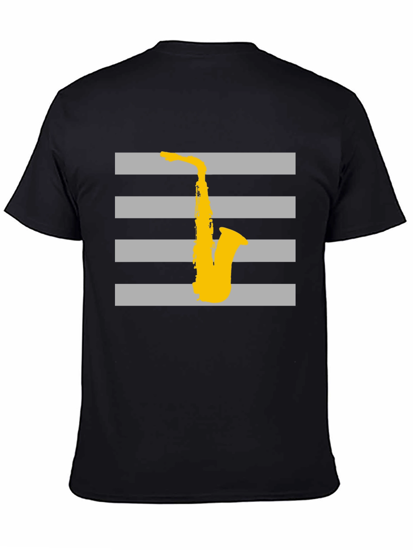 Striped Saxophone Graphic T-Shirt - Cool Music Lover Tee