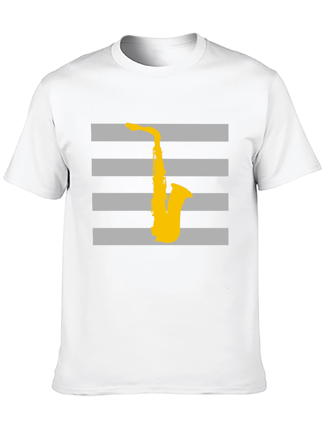 Striped Saxophone Graphic T-Shirt - Cool Music Lover Tee