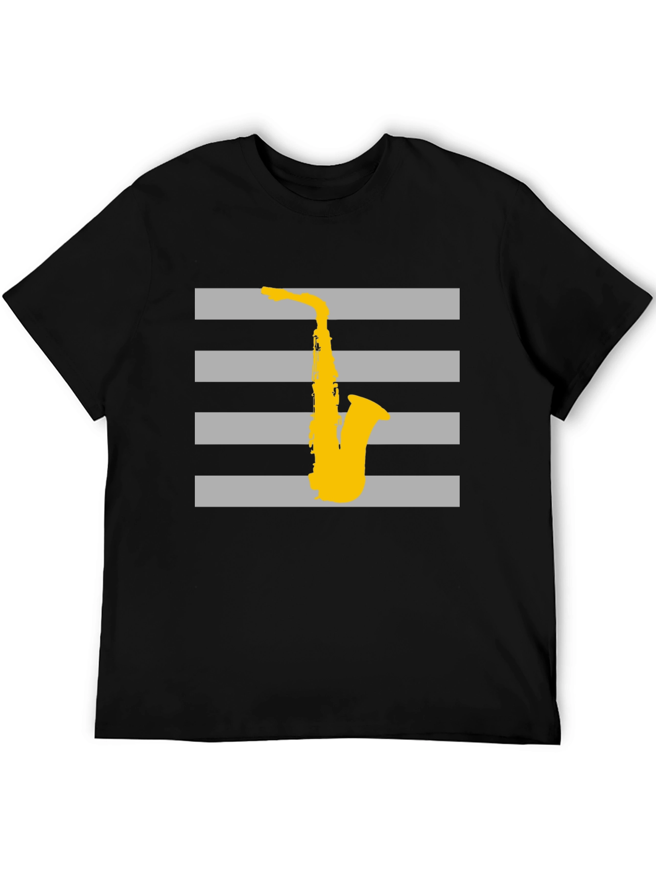 Striped Saxophone Graphic T-Shirt - Cool Music Lover Tee