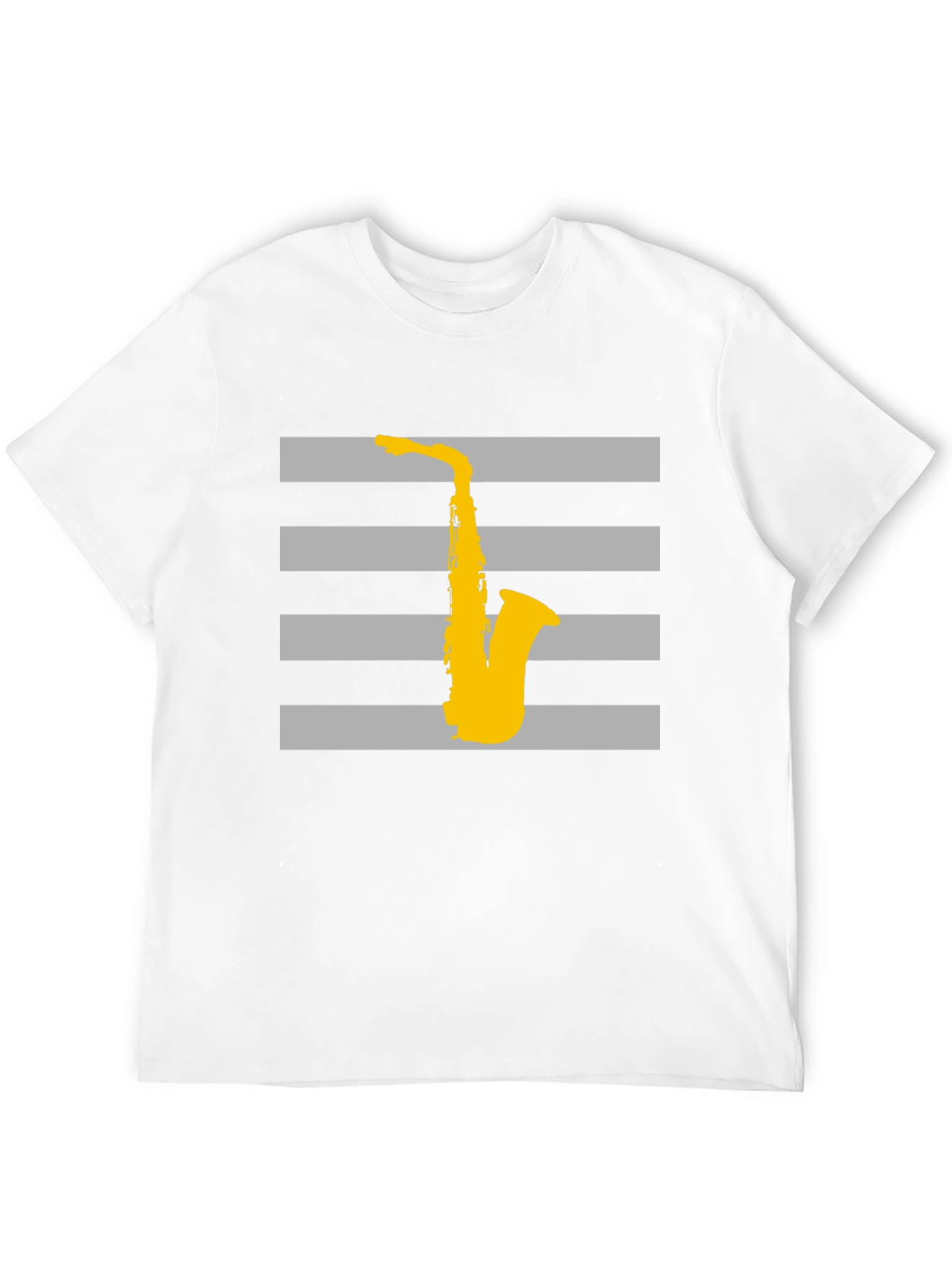 Striped Saxophone Graphic T-Shirt - Cool Music Lover Tee