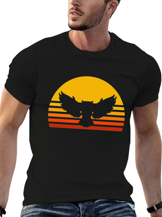 Retro Owl Sunset Graphic T-Shirt