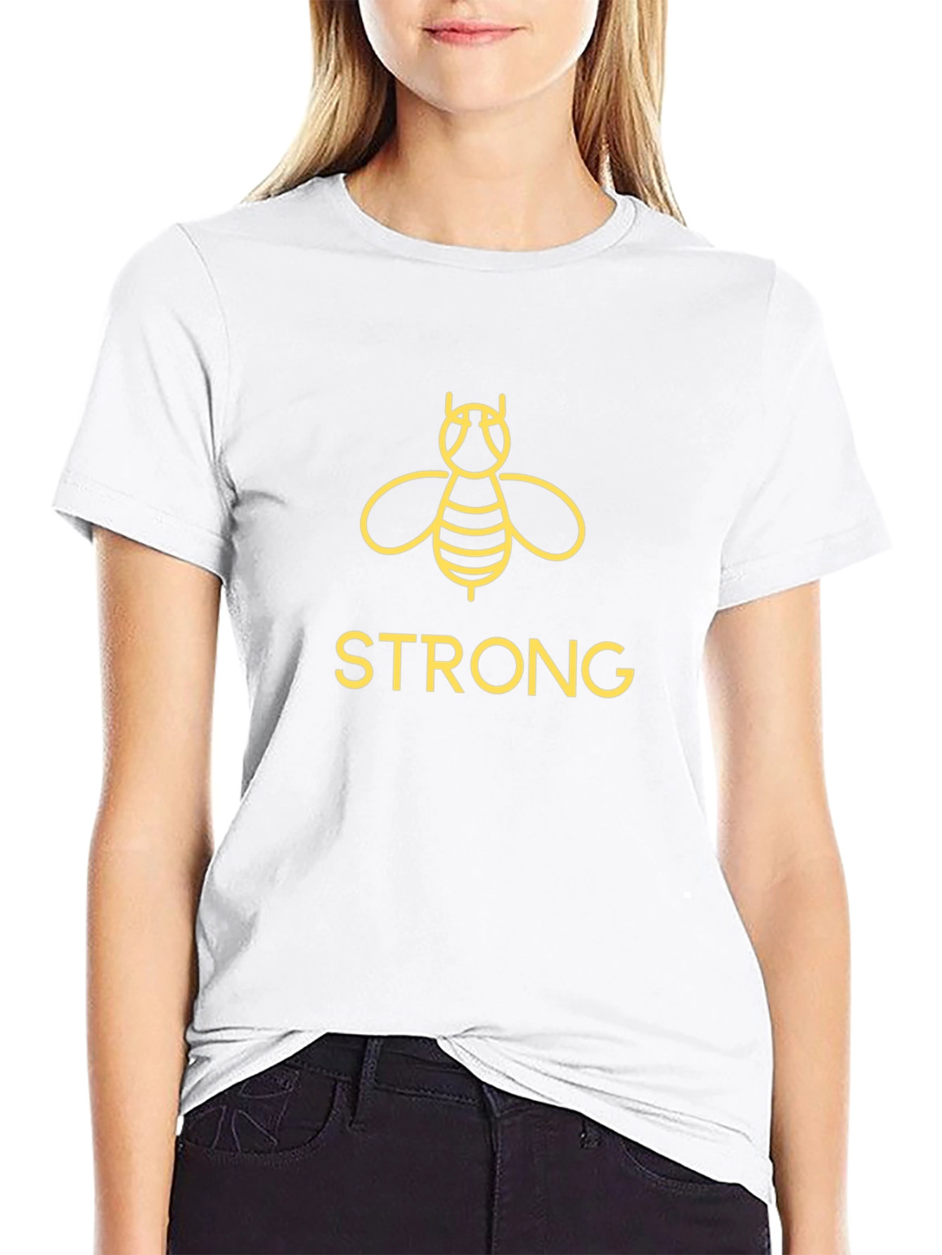 Bee Strong Graphic T-Shirt - Black Casual Tee