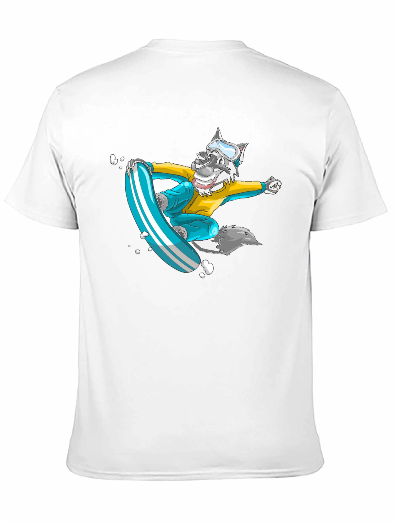 Snowboarding Wolf Graphic Tee - Cool Cartoon Design