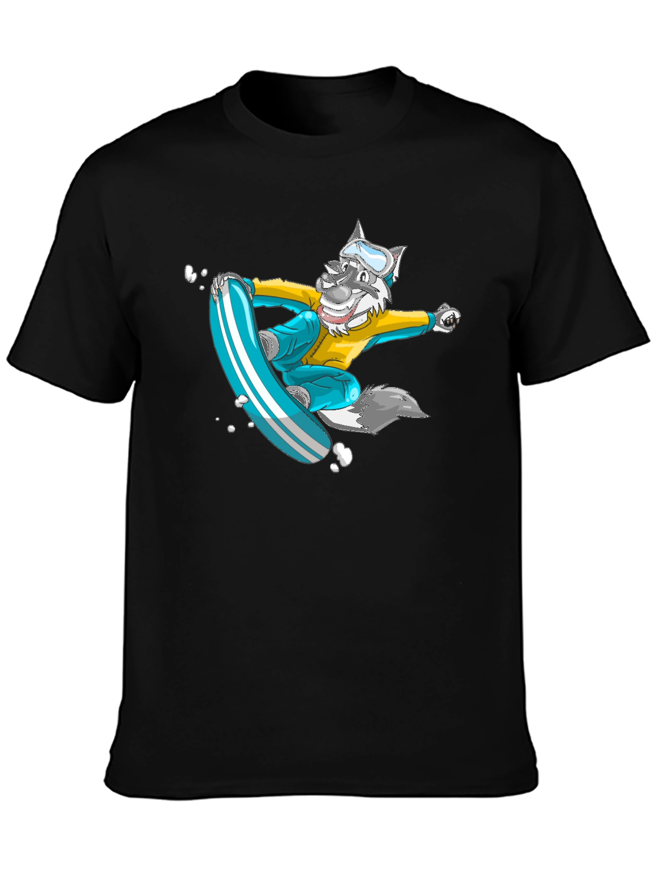 Snowboarding Wolf Graphic Tee - Cool Cartoon Design