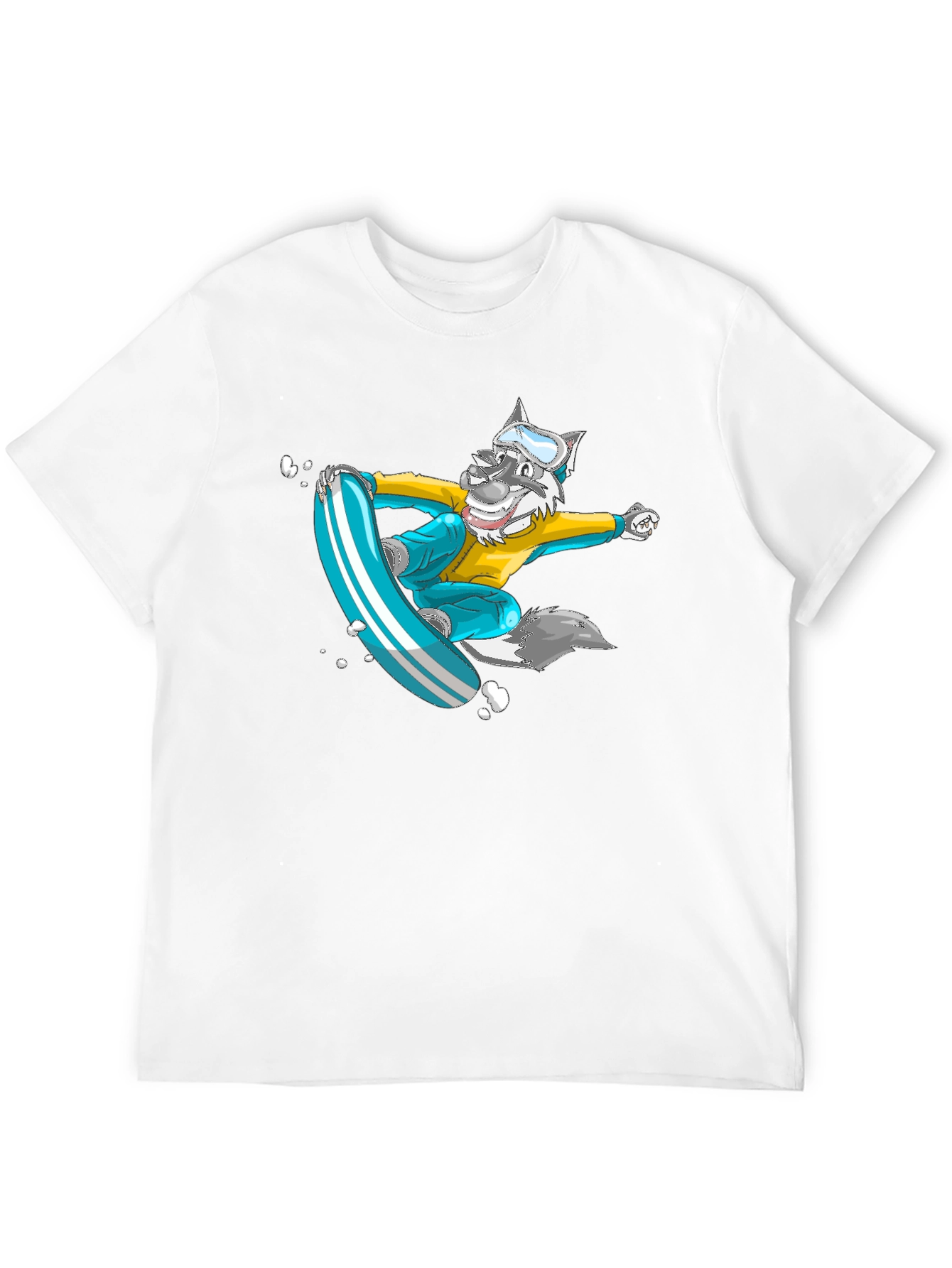 Snowboarding Wolf Graphic Tee - Cool Cartoon Design