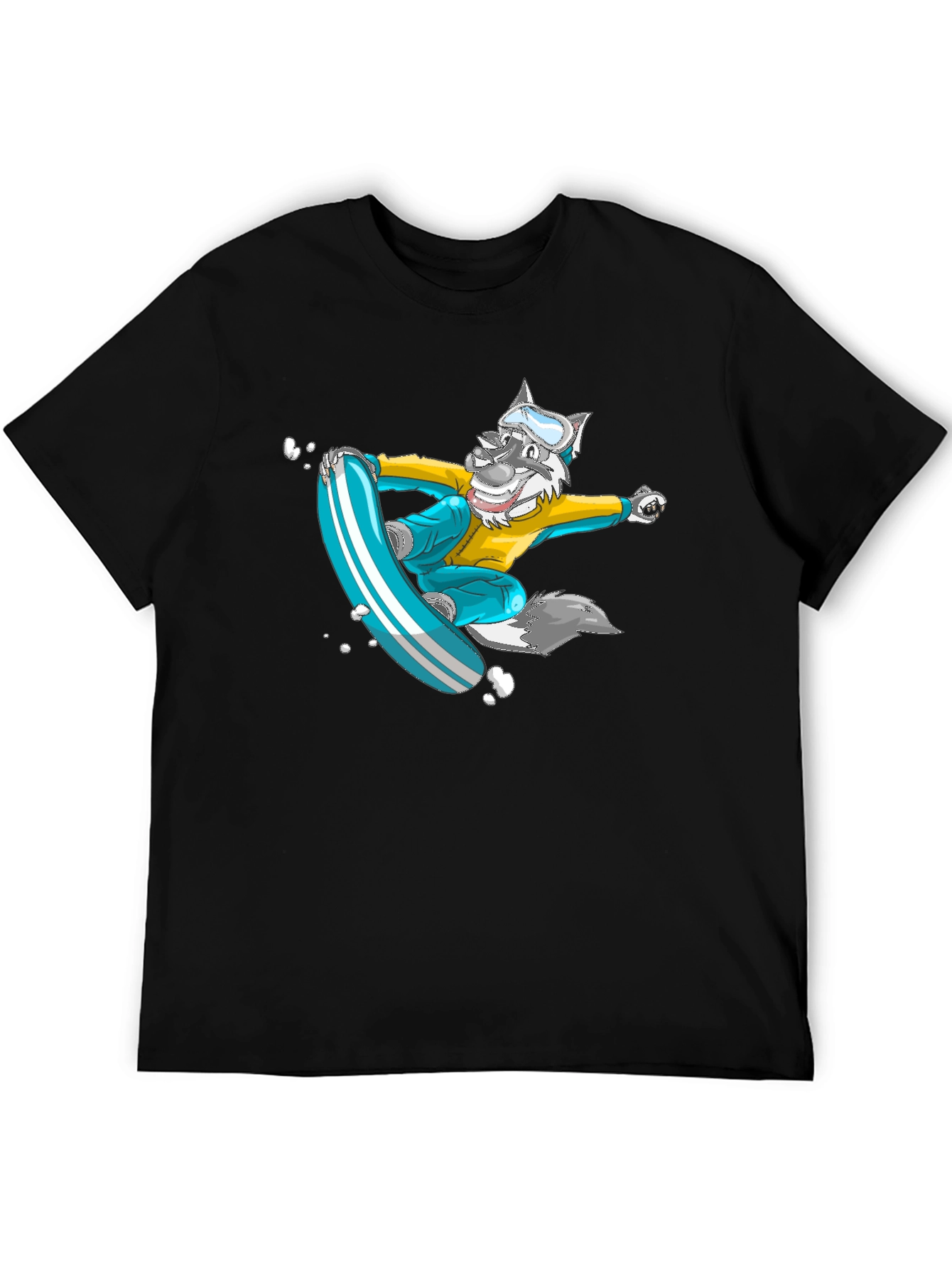 Snowboarding Wolf Graphic Tee - Cool Cartoon Design
