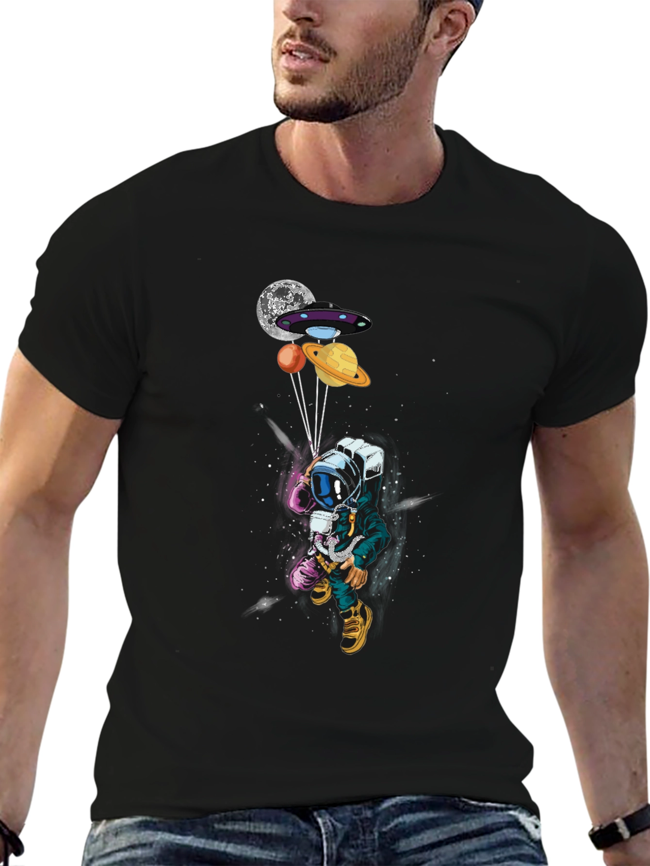 Astronaut & Space Balloons Graphic Tee