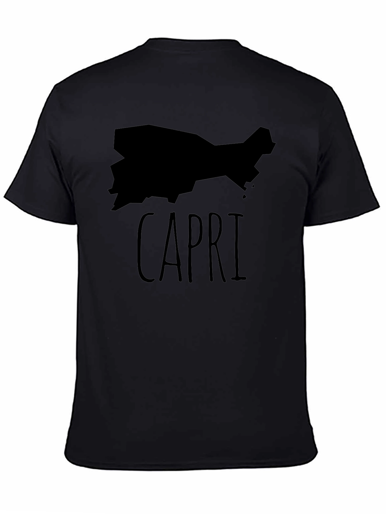 Capri Island Map T-Shirt - Black