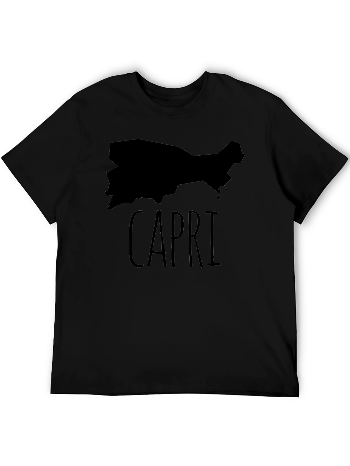 Capri Island Map T-Shirt - Black