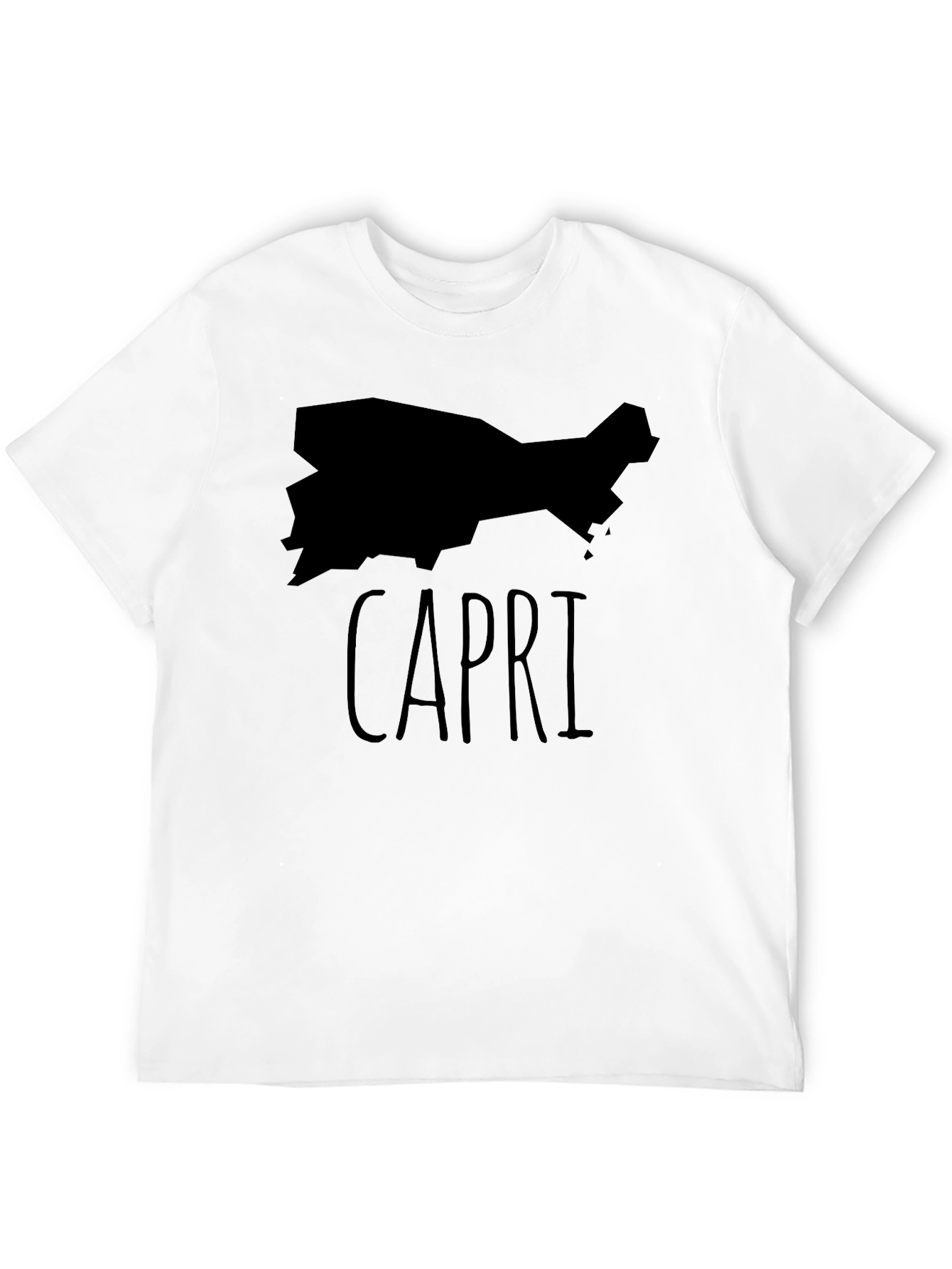 Capri Island Map T-Shirt - Black
