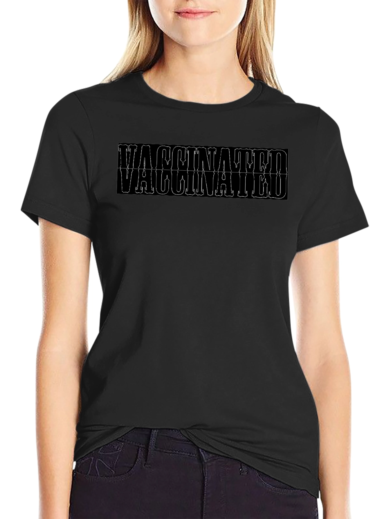 Vaccinated Black Graphic Tee