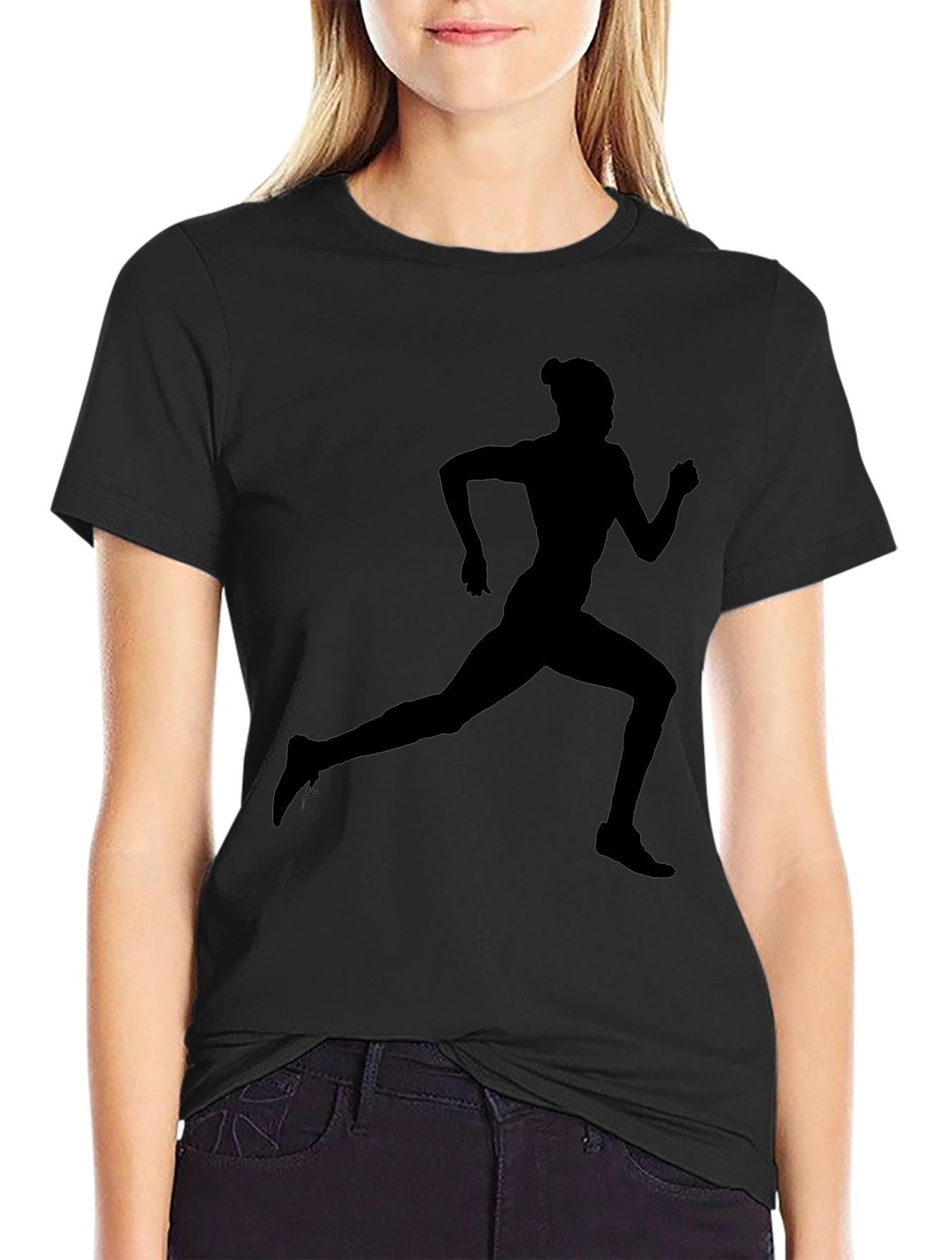 Runner Silhouette Black T-Shirt - Athletic Style