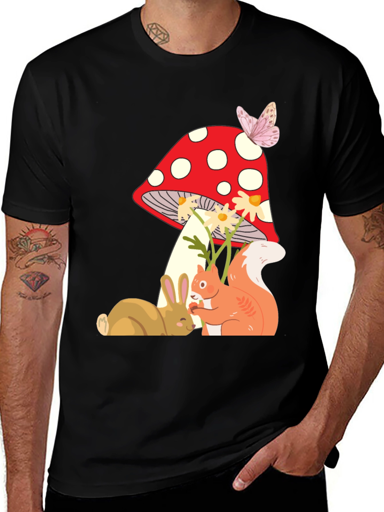 Whimsical Mushroom & Forest Friends Graphic Tee
