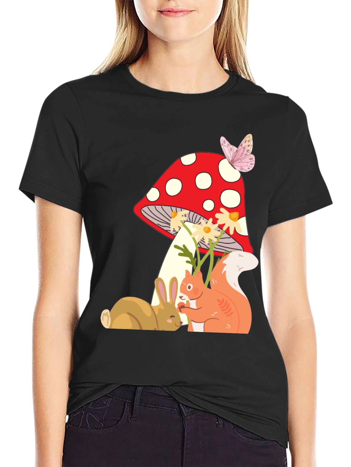 Whimsical Mushroom & Forest Friends Graphic Tee