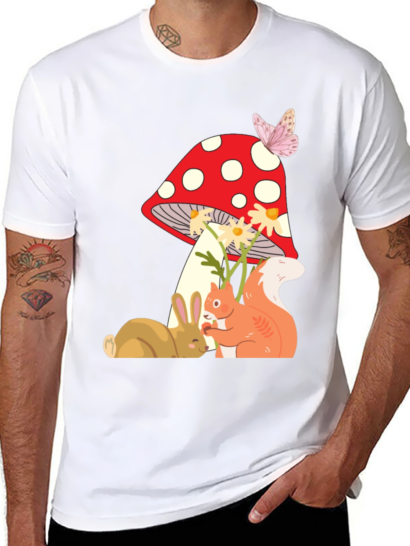 Whimsical Mushroom & Forest Friends Graphic Tee