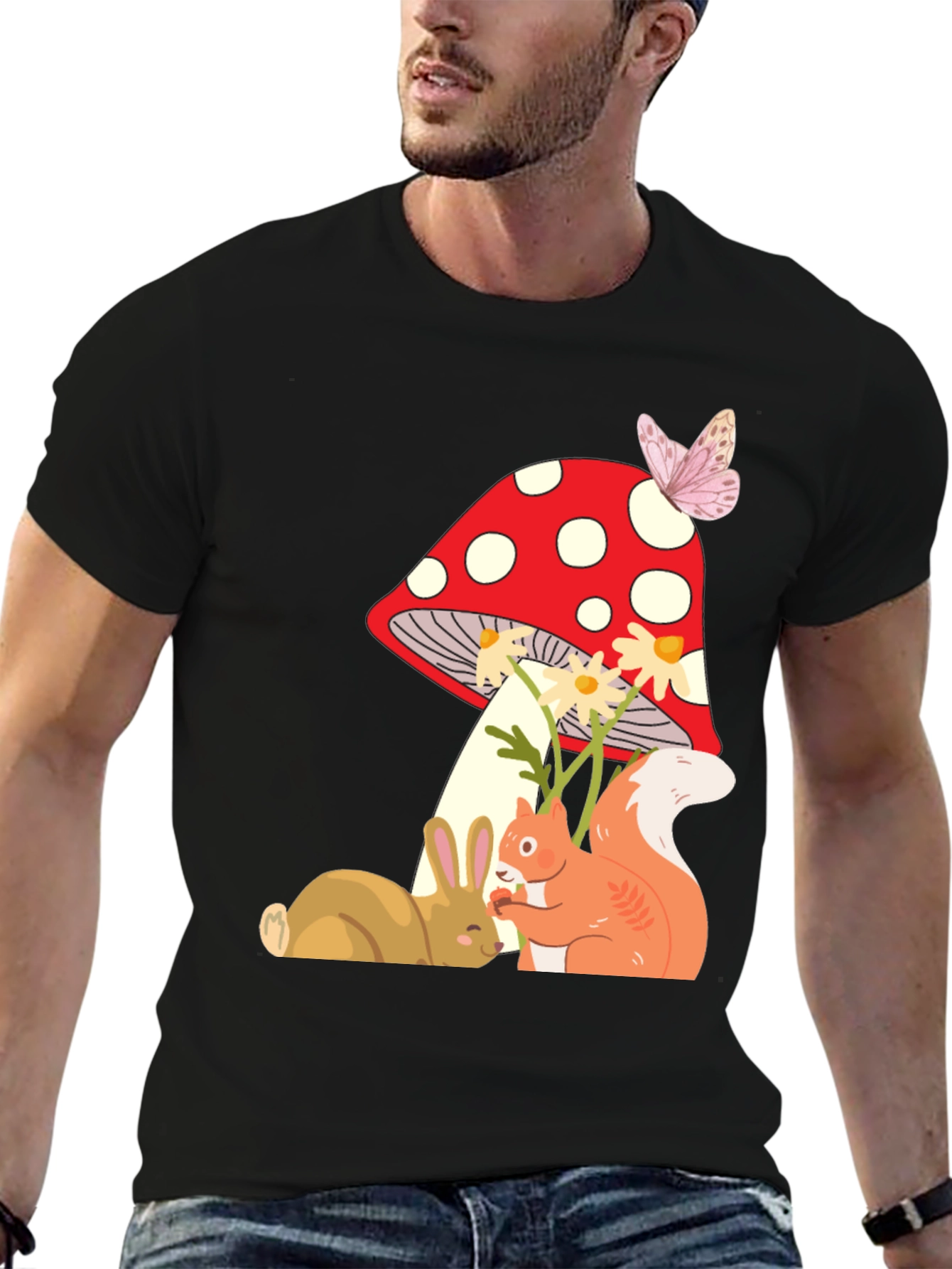 Whimsical Mushroom & Forest Friends Graphic Tee