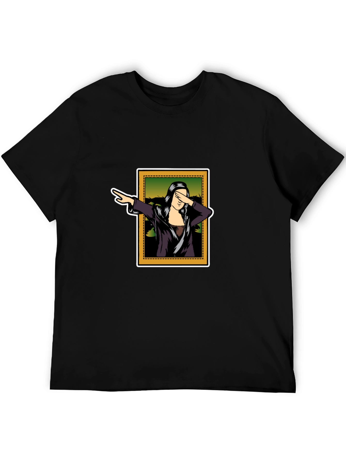 Dabbing Mona Lisa Graphic T-Shirt - Black