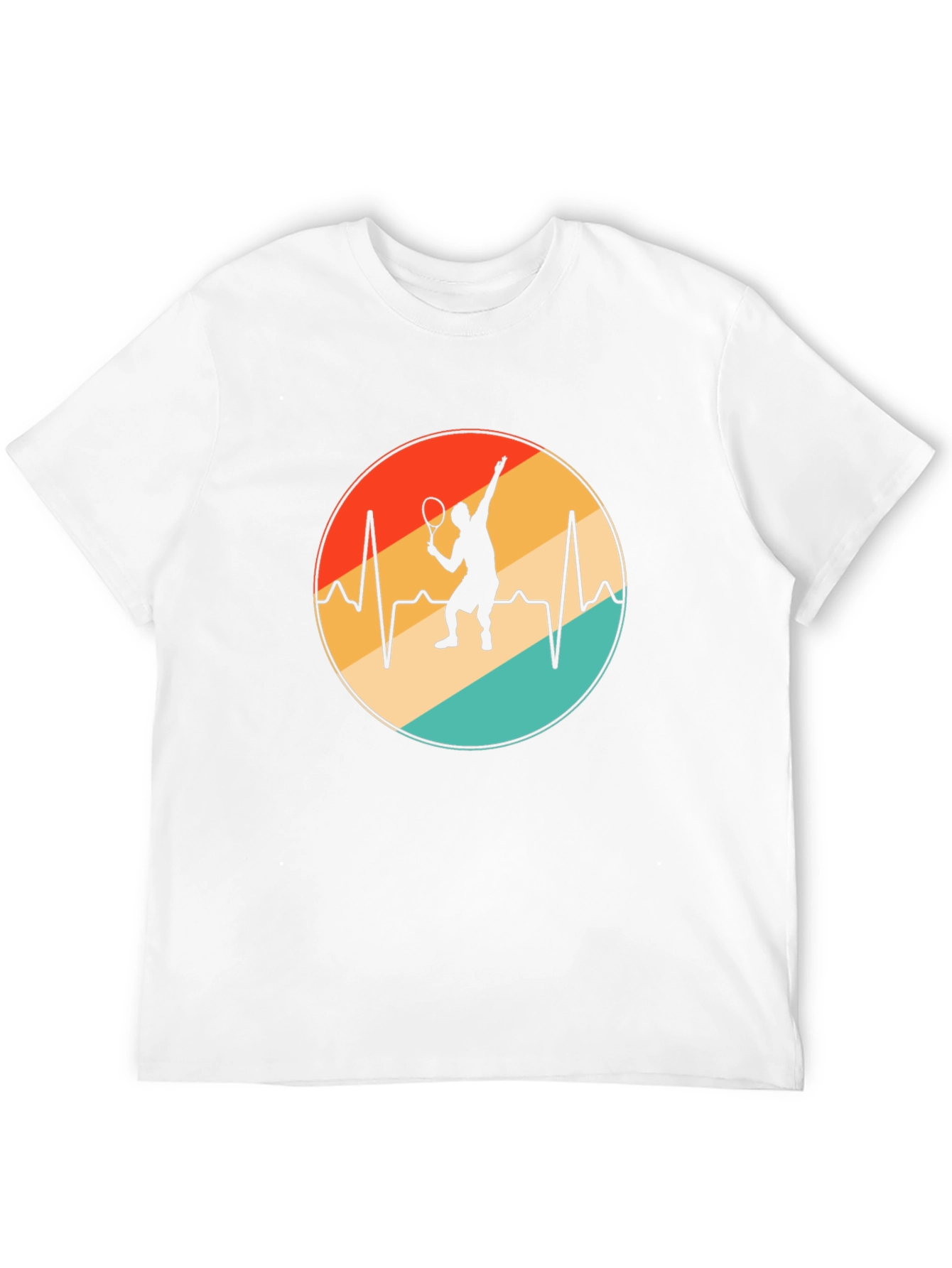 Tennis Heartbeat T-Shirt - Black Cotton Blend Casual Tee