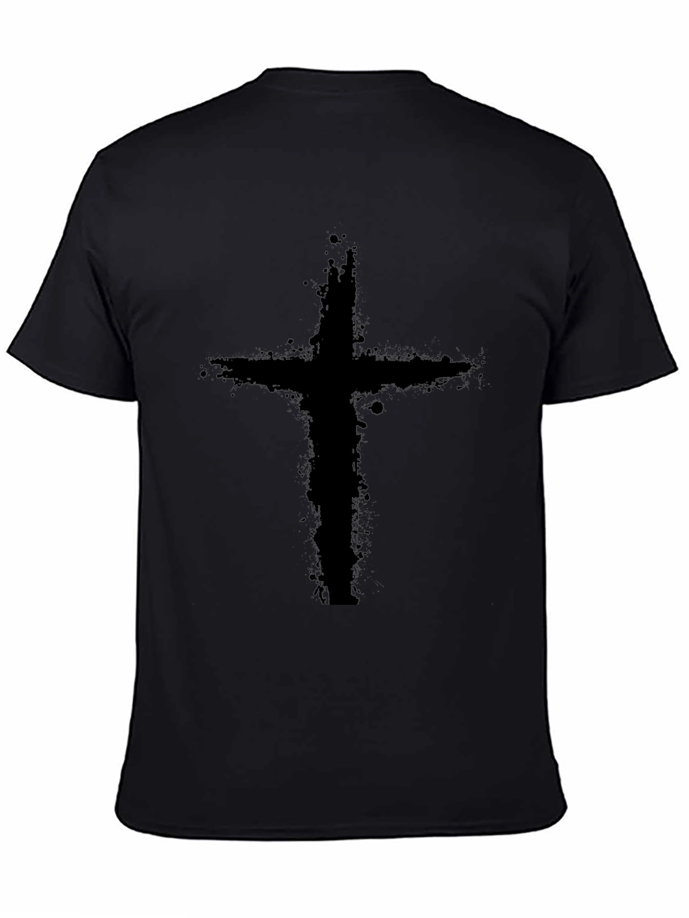 Grunge Cross Graphic Black T-Shirt