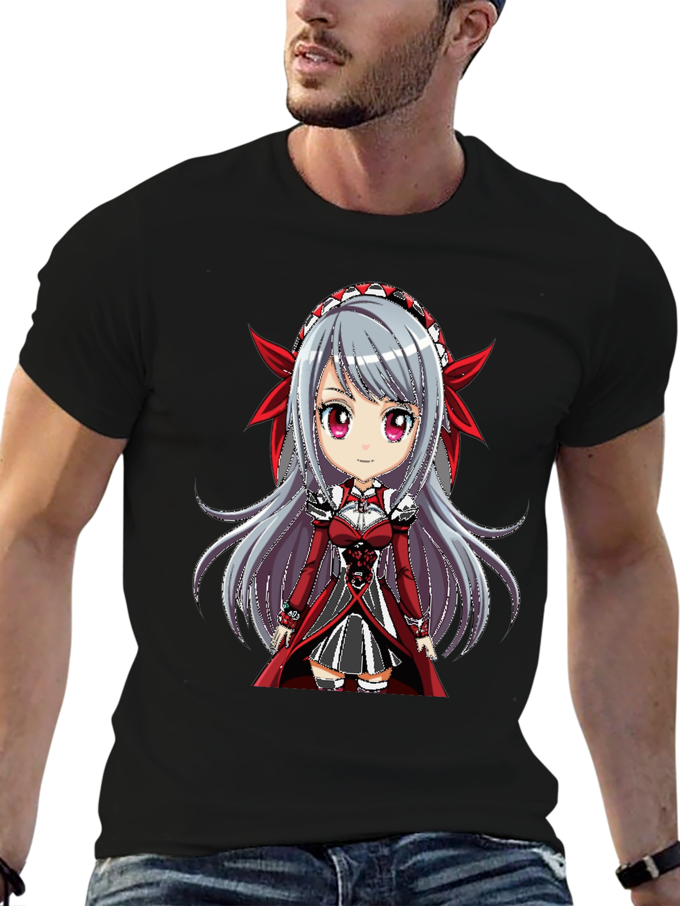 Anime Girl Graphic Tee - Black T-Shirt