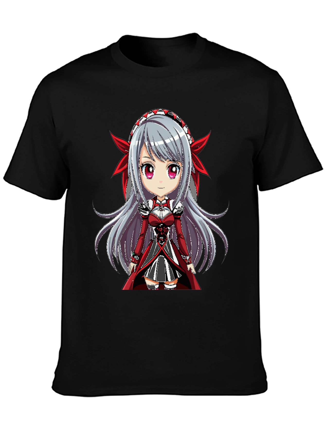 Anime Girl Graphic Tee - Black T-Shirt